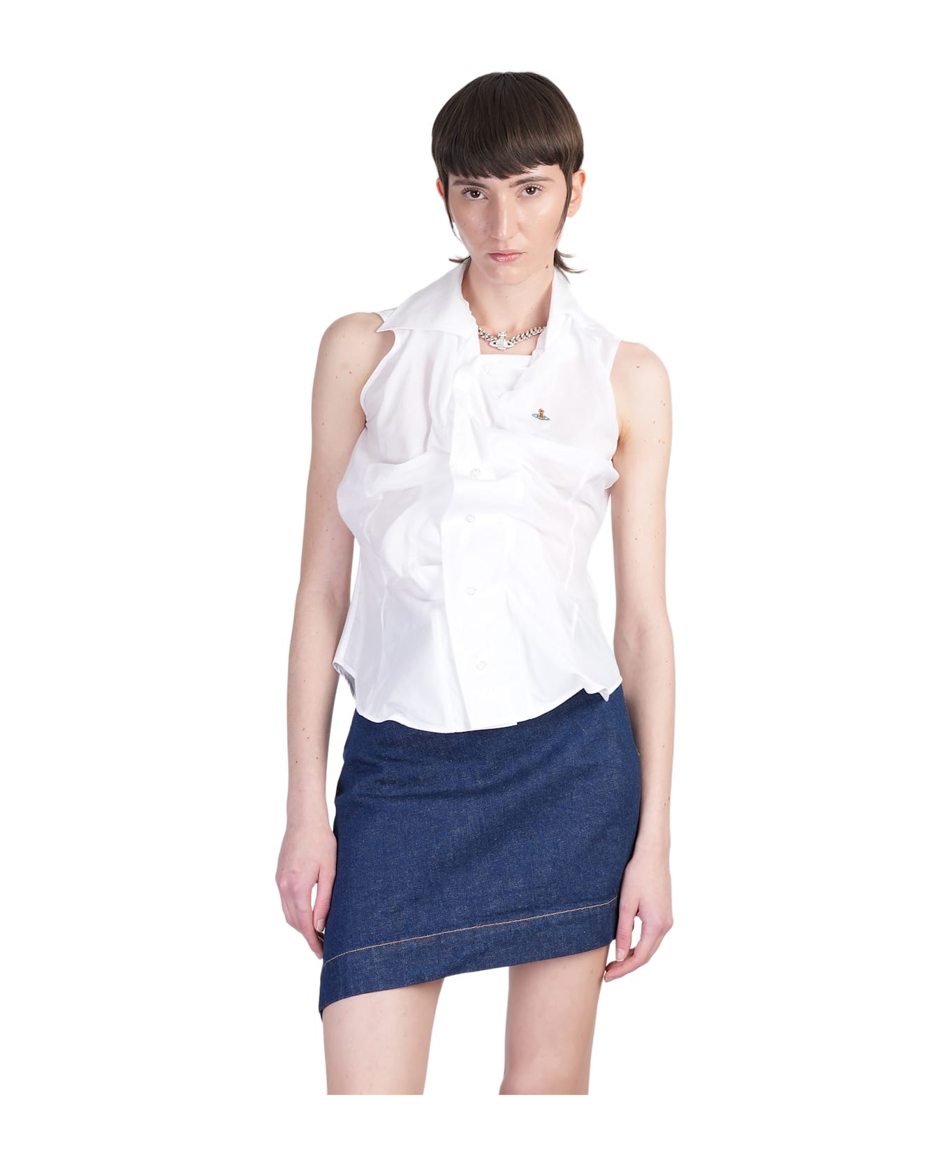 Vivienne Westwood Ss Drunken Shirt In White Cotton - white