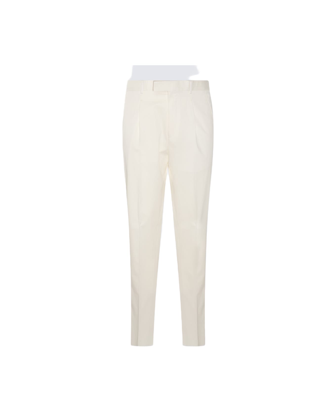 Zegna White Cotton Blend Trousers - White ボトムス
