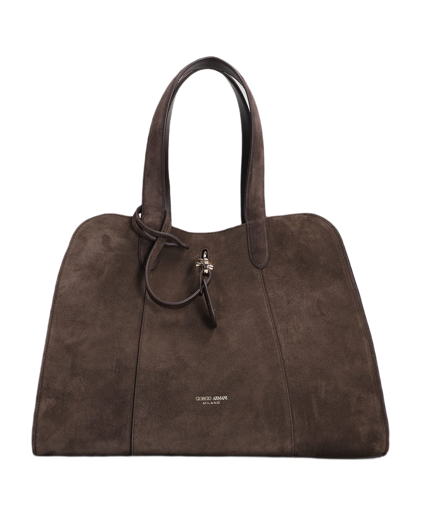 Giorgio Armani Tote In Brown Suede - brown
