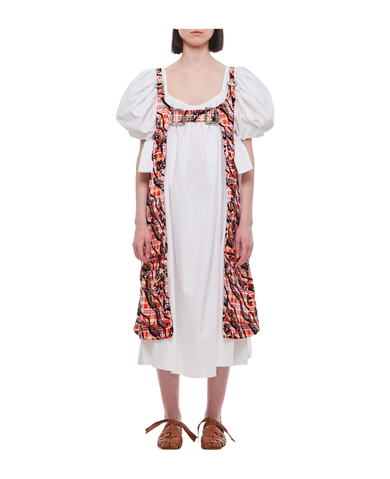 Chopova Lowena Atomic Cotton Taffeta Midi Dress - White