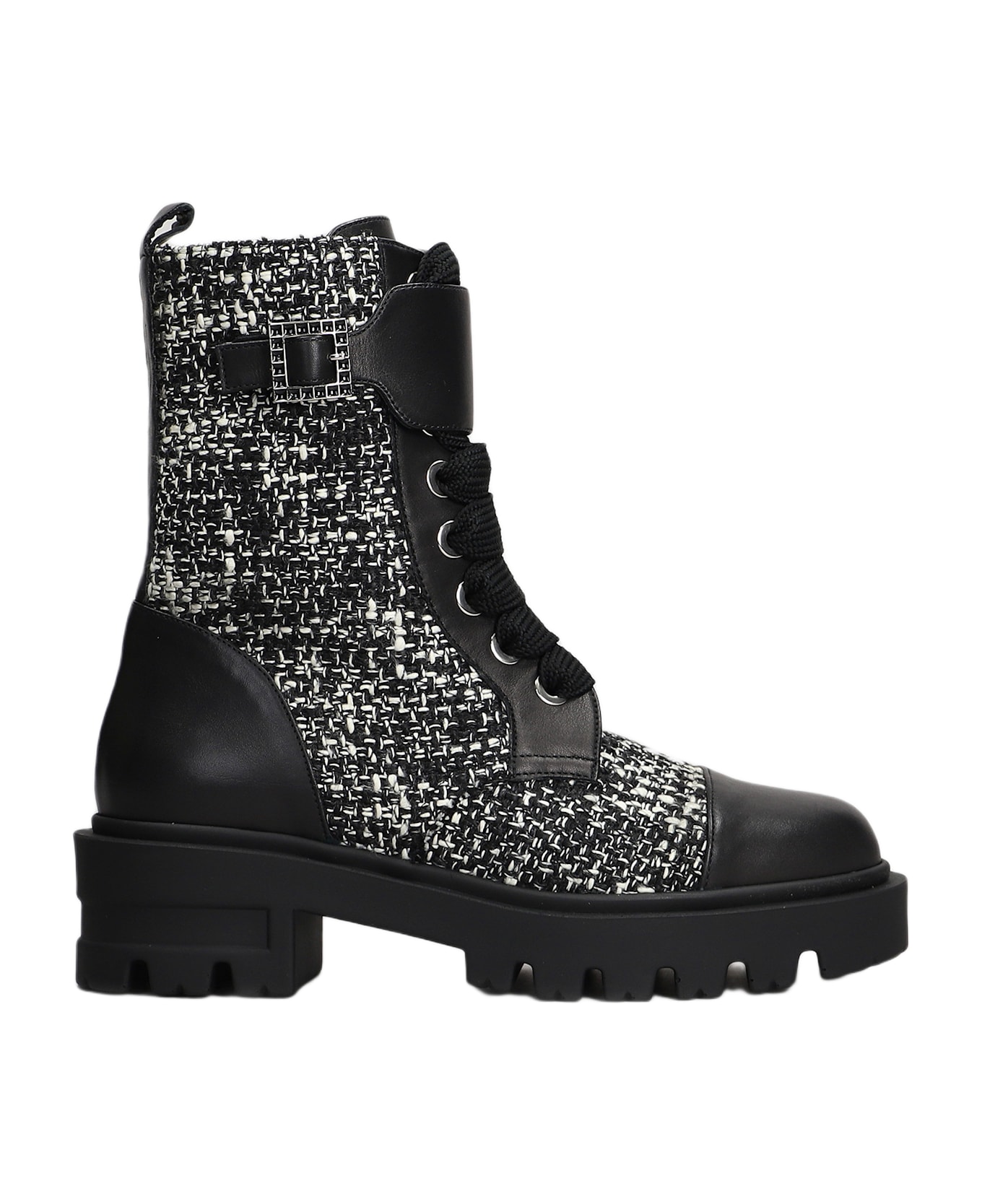 Roberto Festa Vlady Combat Boots In Black Wool And Leather - black
