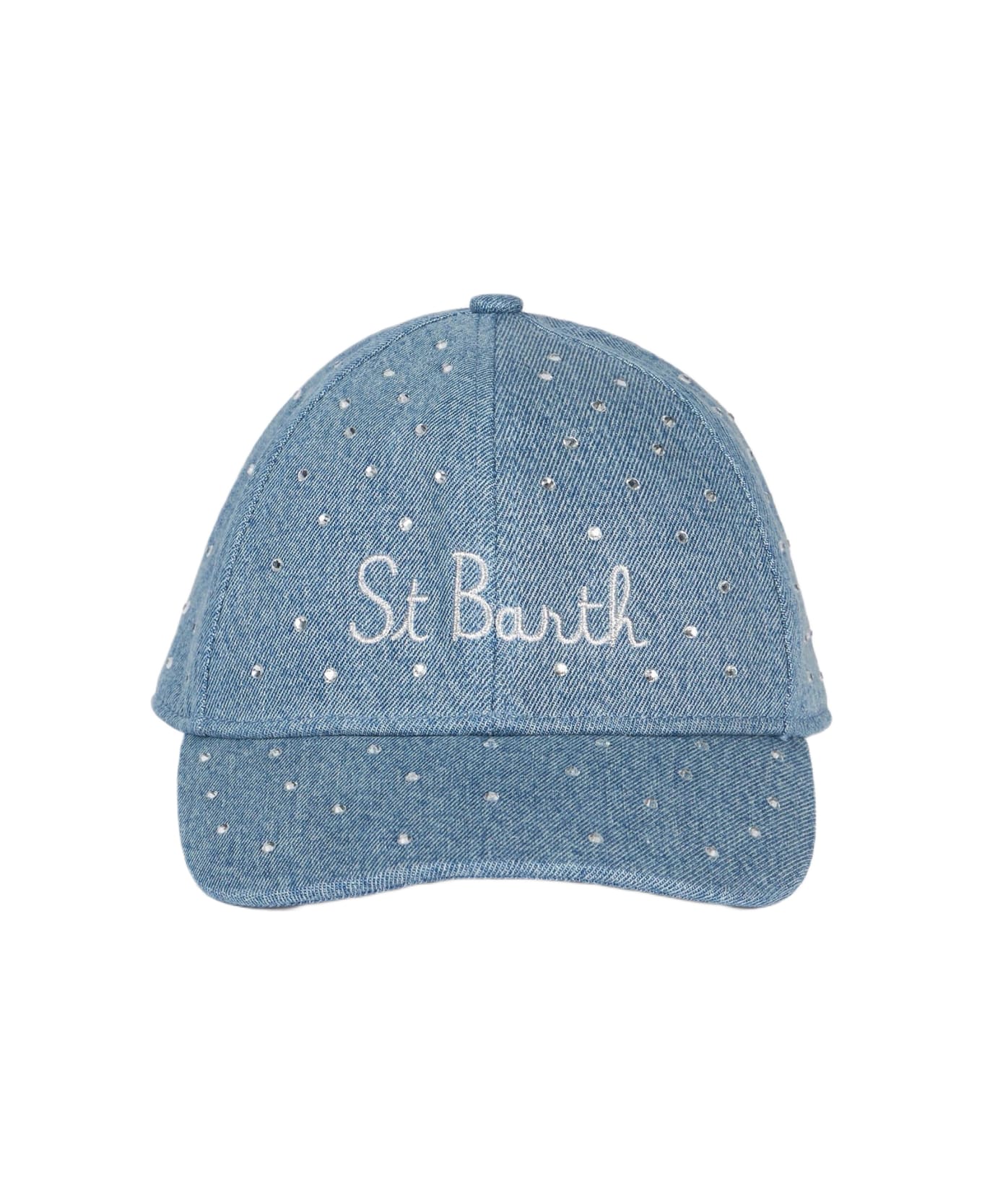 MC2 Saint Barth Denim Rhinestones Embellished Ball Cap Davis - BLUE