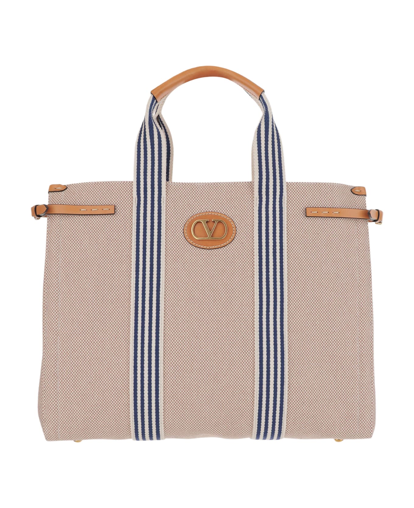 Valentino Garavani Cotton Tote Bag - Naturale/tobacco/bianco/blue/natural Cam