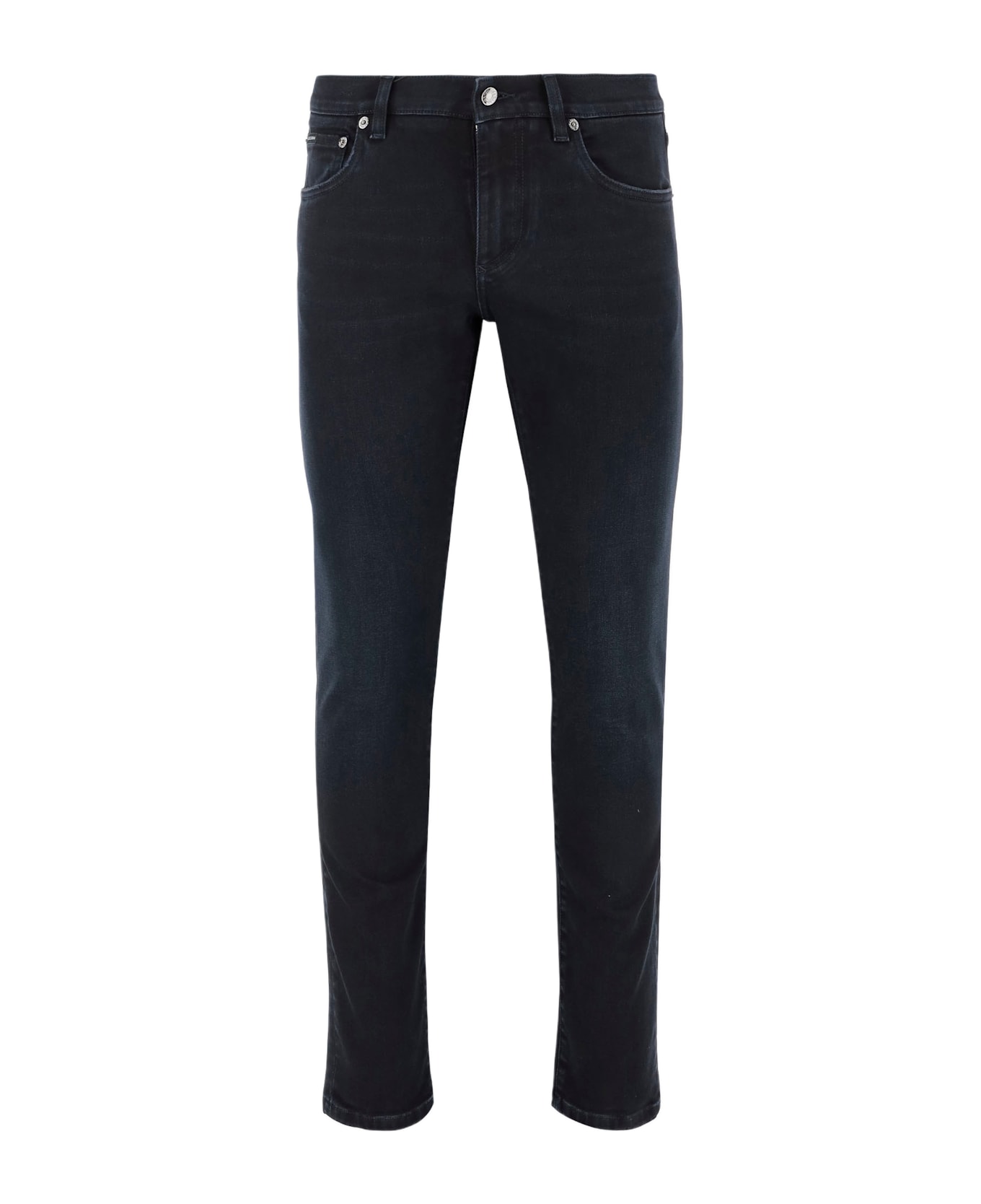 Dolce & Gabbana Stretch Cotton Skinny Jeans With Logo - Black