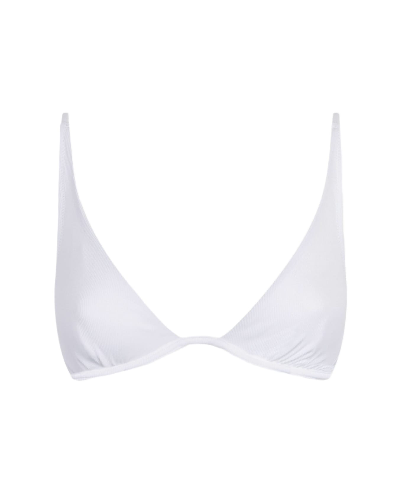 MC2 Saint Barth White Ribbed V-wired Top - WHITE