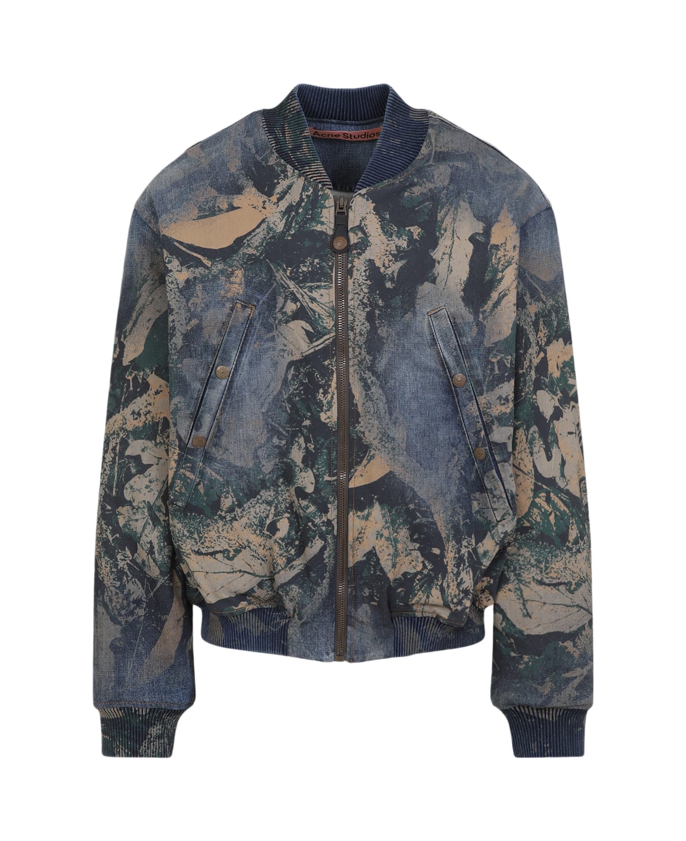 Acne Studios Denim Bomb Jacket With Camo Details - Brown