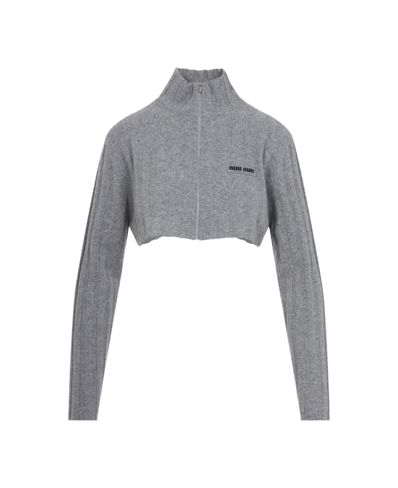 Miu Miu Cashmere And Wool Cardigan - Grigio