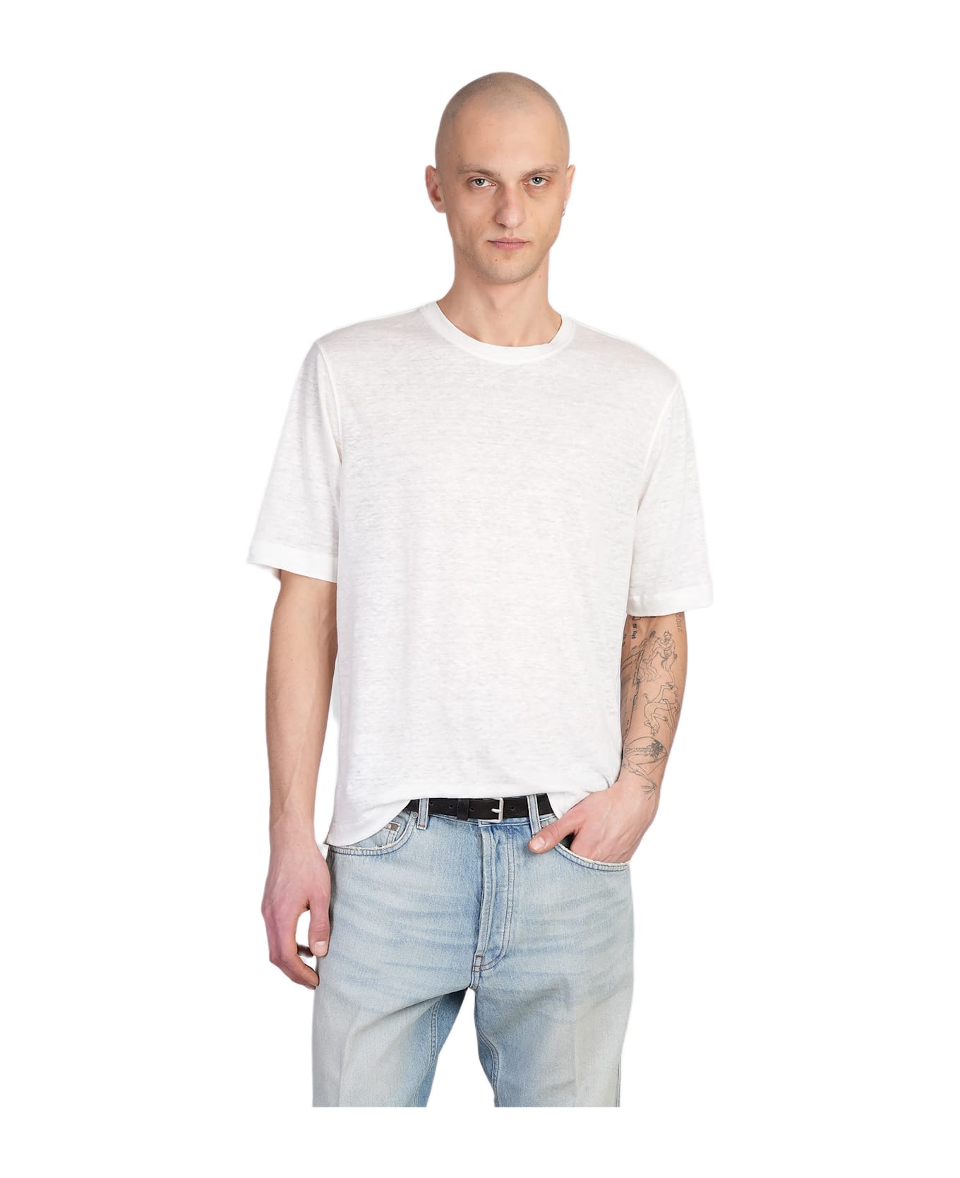 Lardini T-shirt In Beige Linen - beige