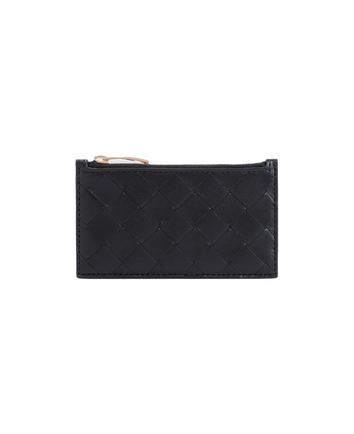 Bottega Veneta Zipped Card Case - Black Gold