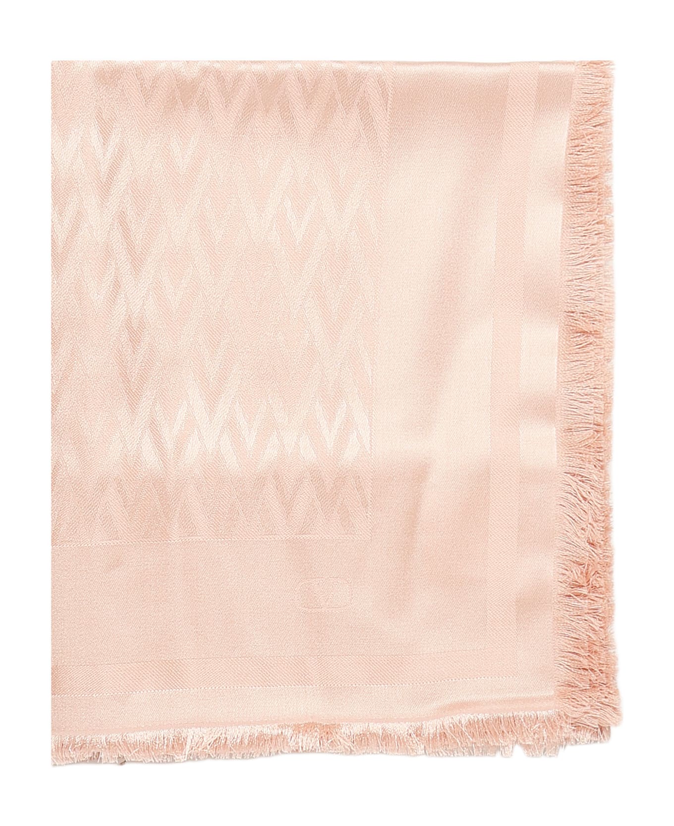 Valentino Garavani Toute La V Shawl In Silk And Wool - Pink