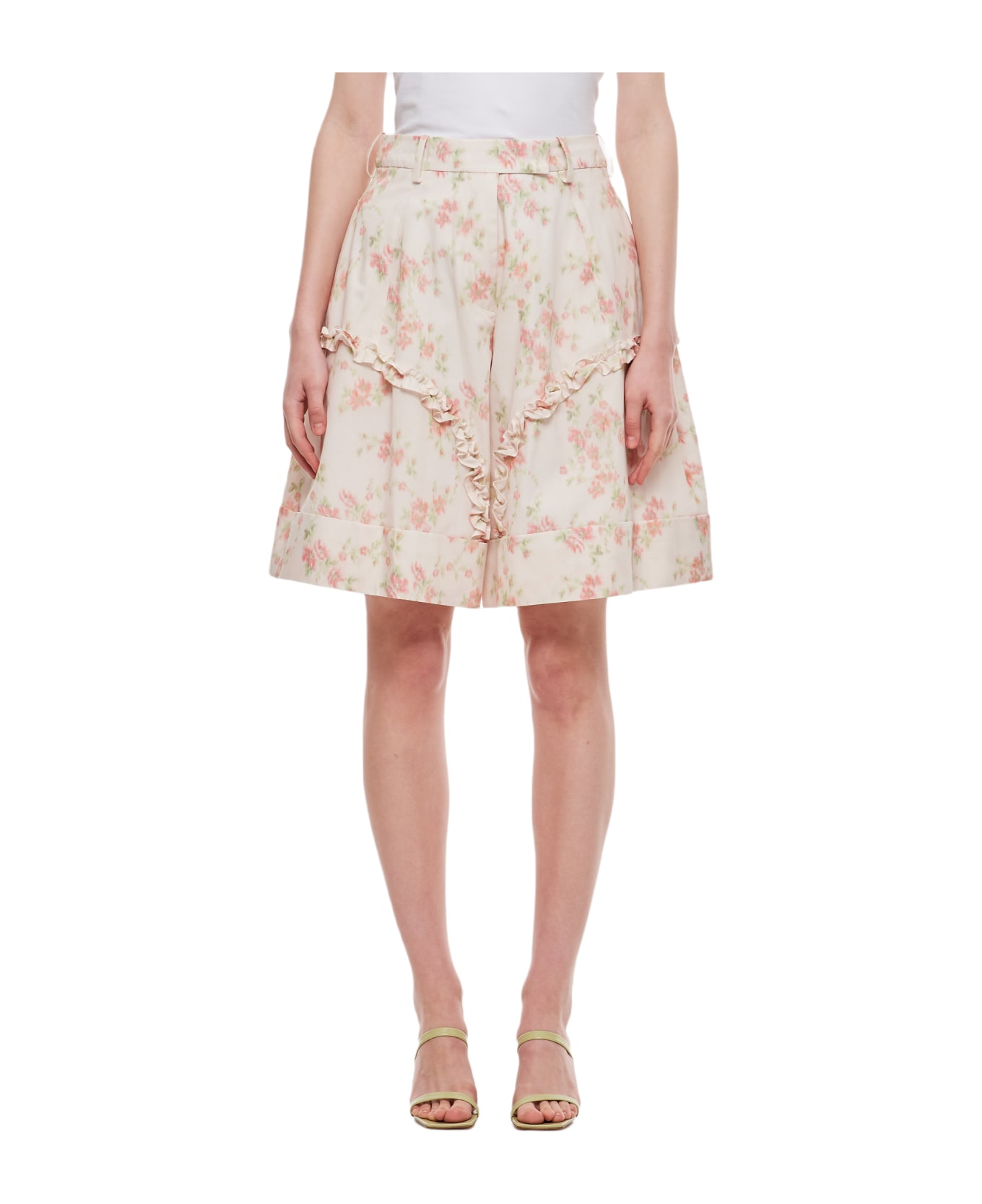 Simone Rocha Wide Leg Shorts With Frill Detail - Pink
