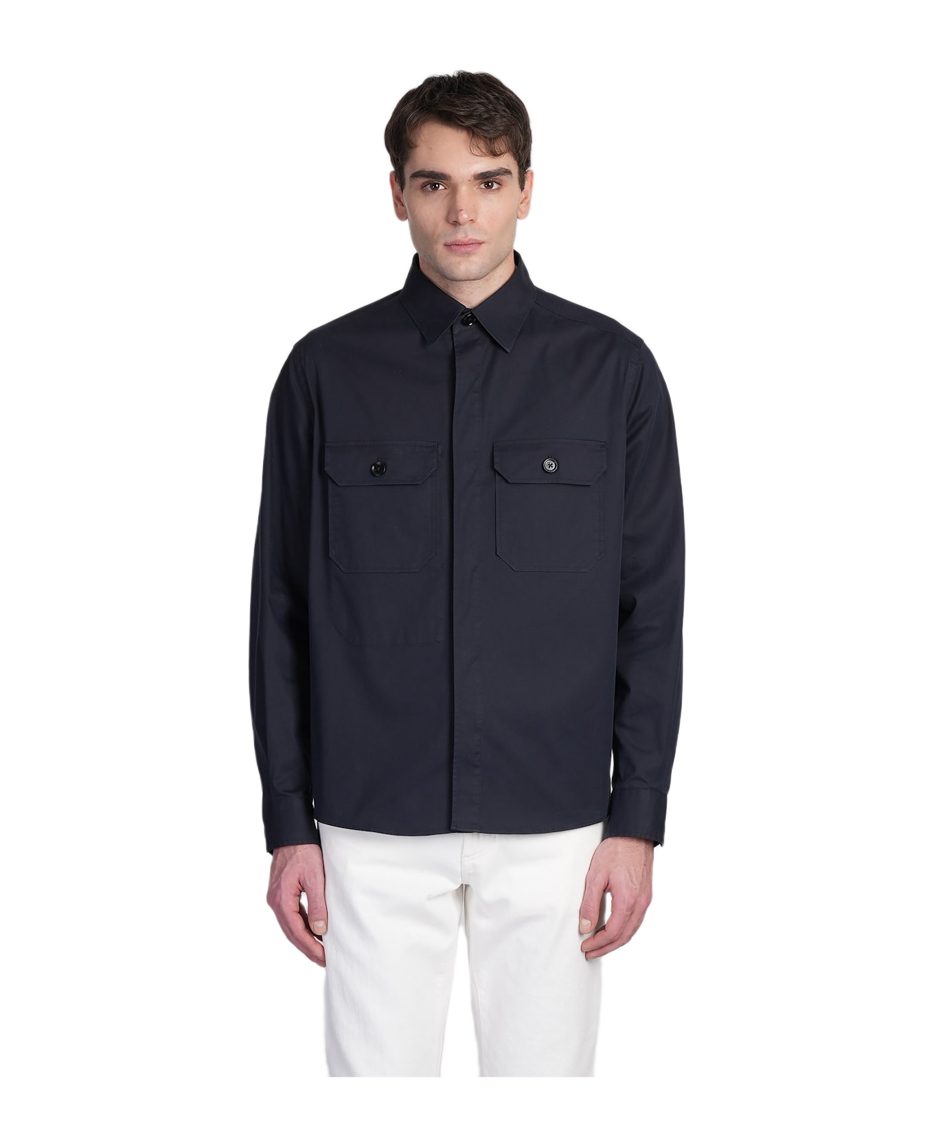 Zegna Shirt In Blue Cotton - BLUE