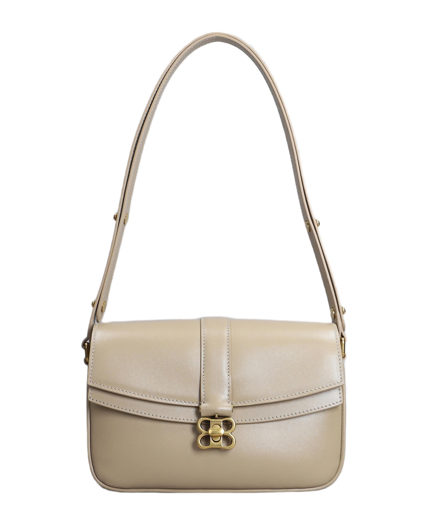 Balenciaga Lady Flap Shoulder Bag In Taupe Leather - taupe