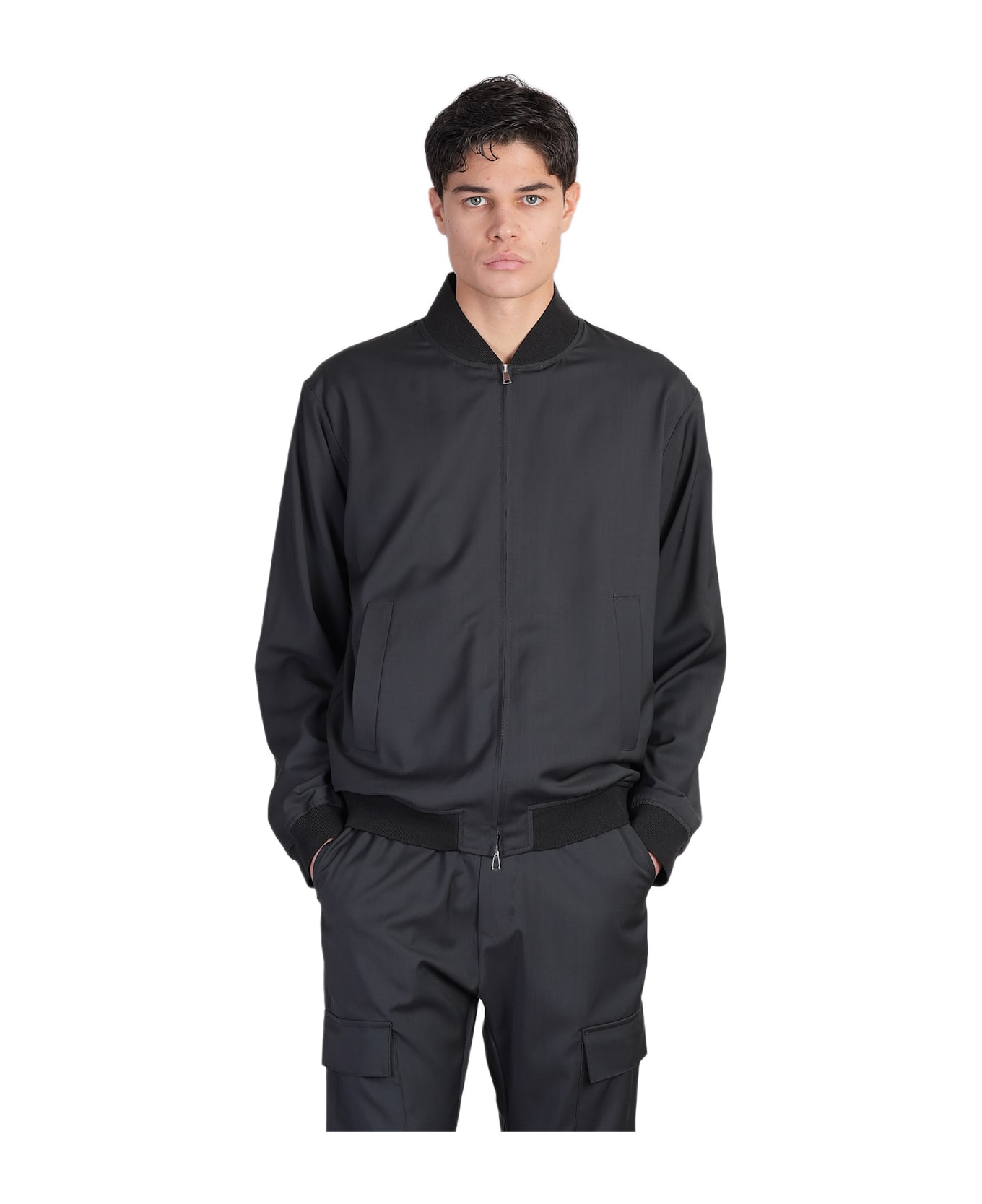 Barena Blus Bomber Jacket In Grey Wool - grey