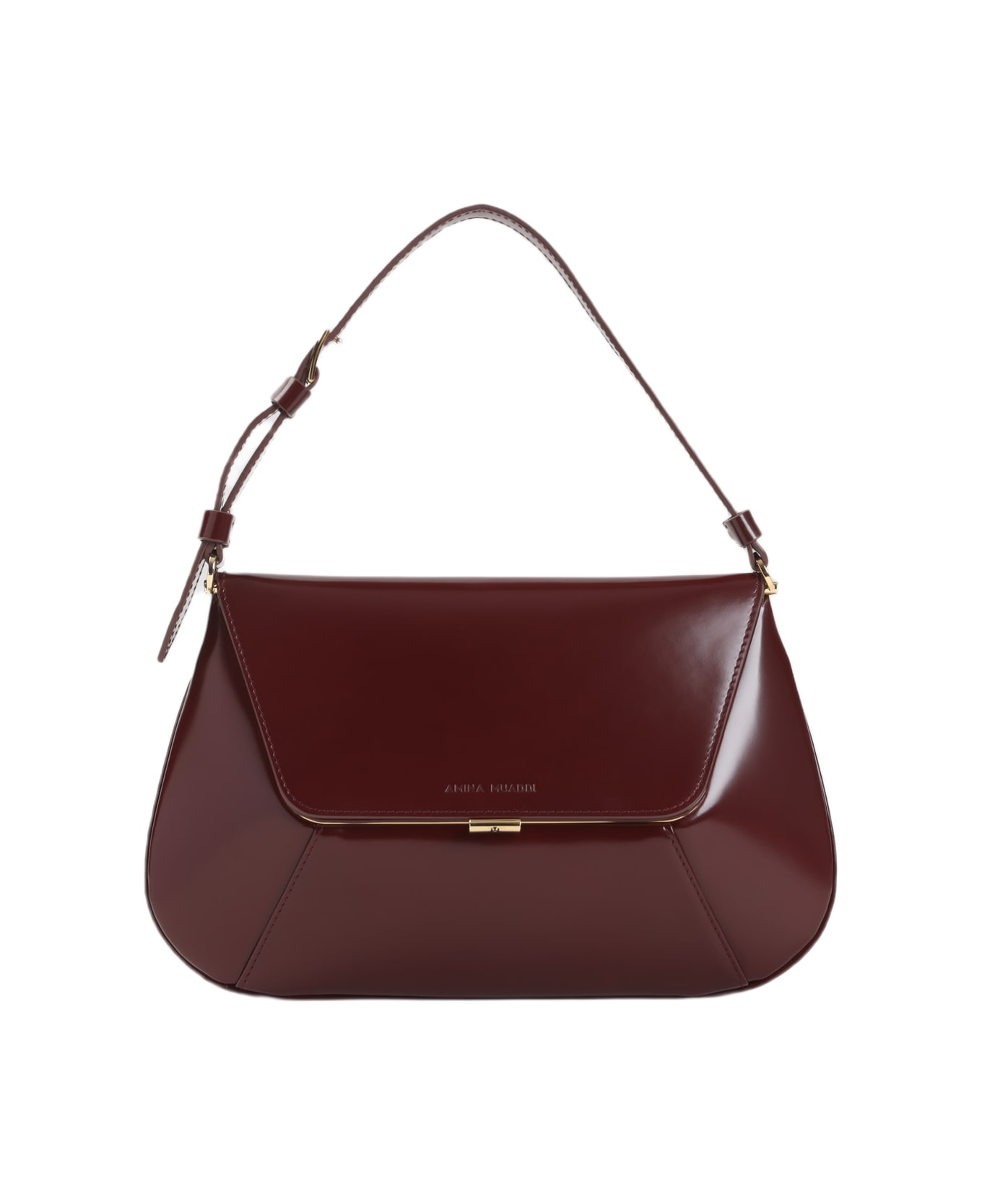 Amina Muaddi Ami Shoulder Bag - Wine Gold