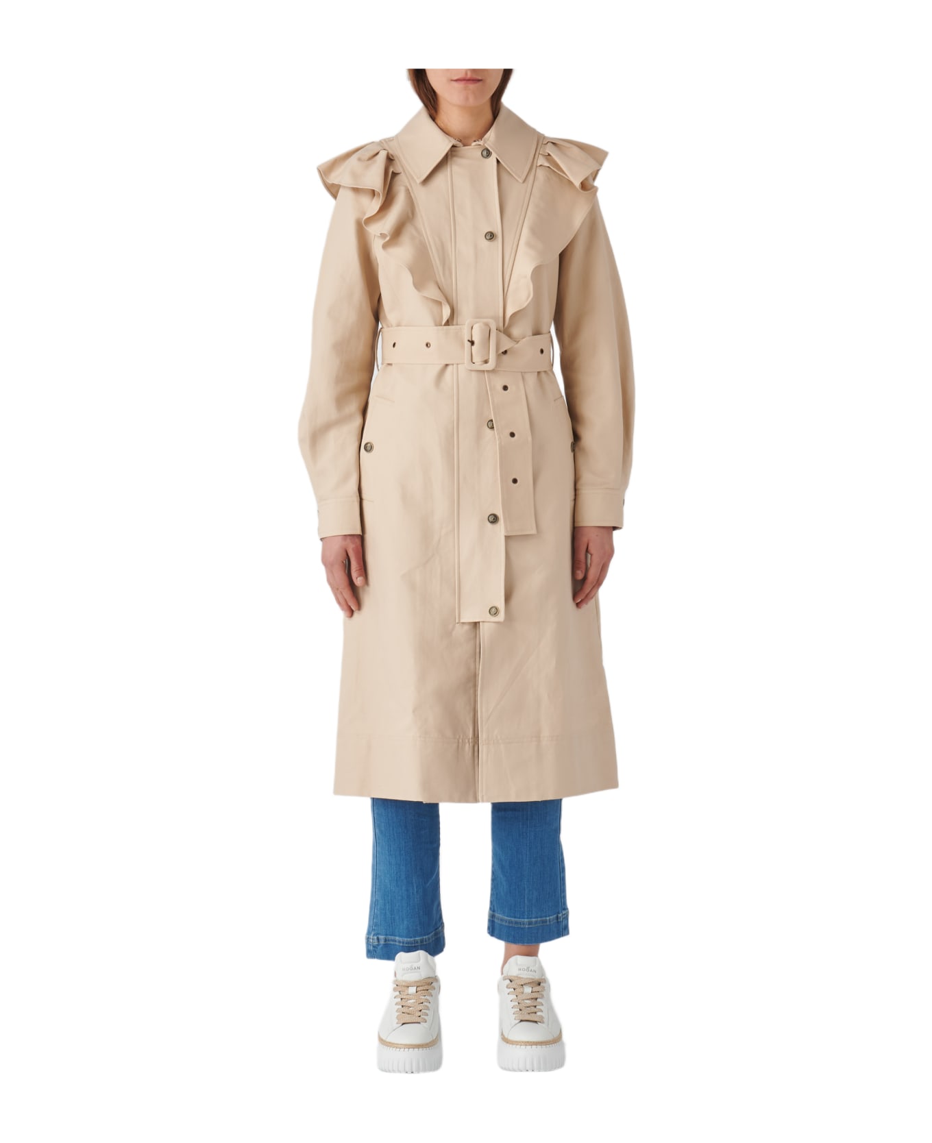 TwinSet Cotton Raincoat - ECRU' レインコート