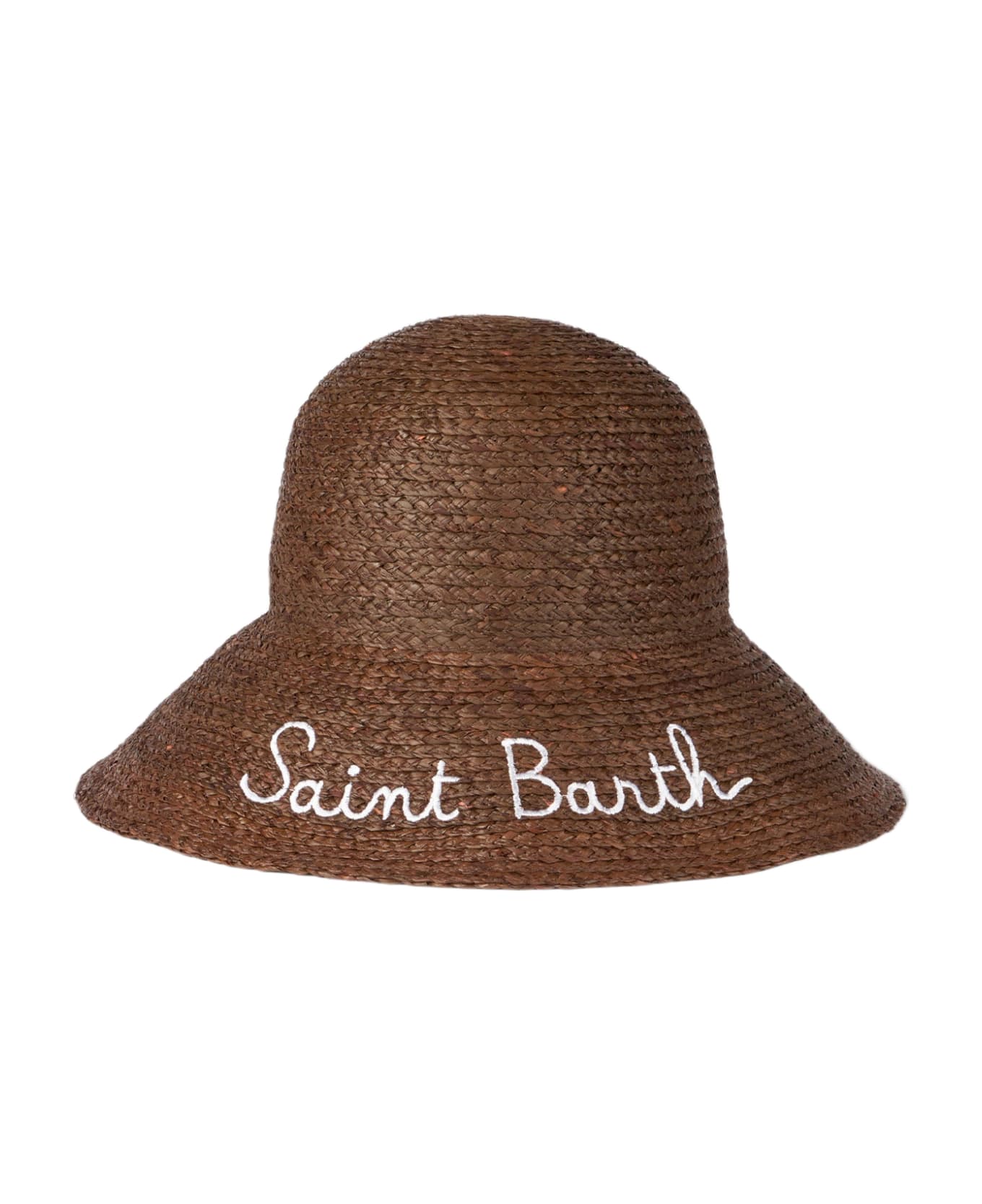 MC2 Saint Barth Woman Straw Light Brown Bucket With Front Embroidery - BROWN 帽子