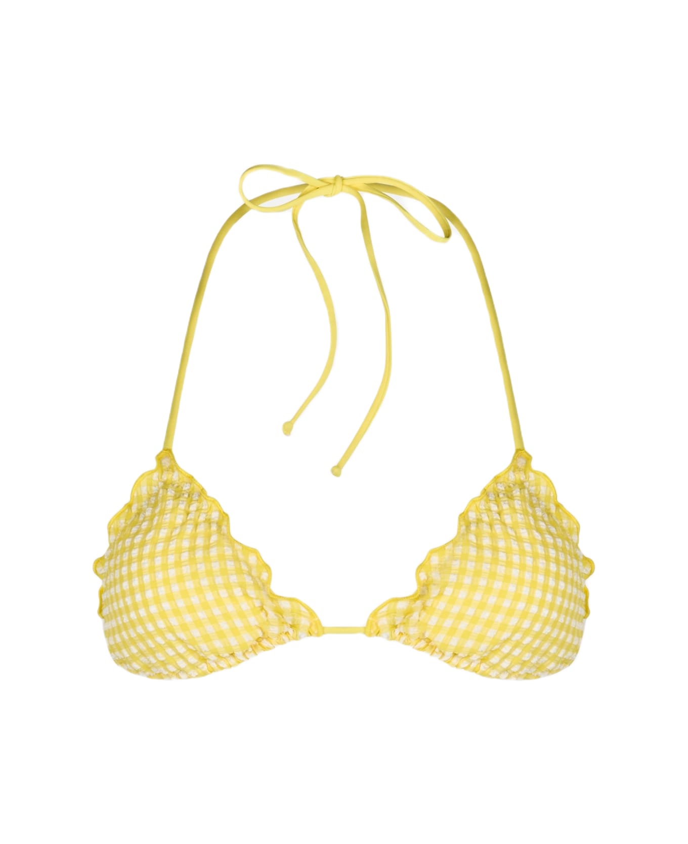 MC2 Saint Barth Woman Seersucker Classic Triangle Beach Top Sagittarius - YELLOW