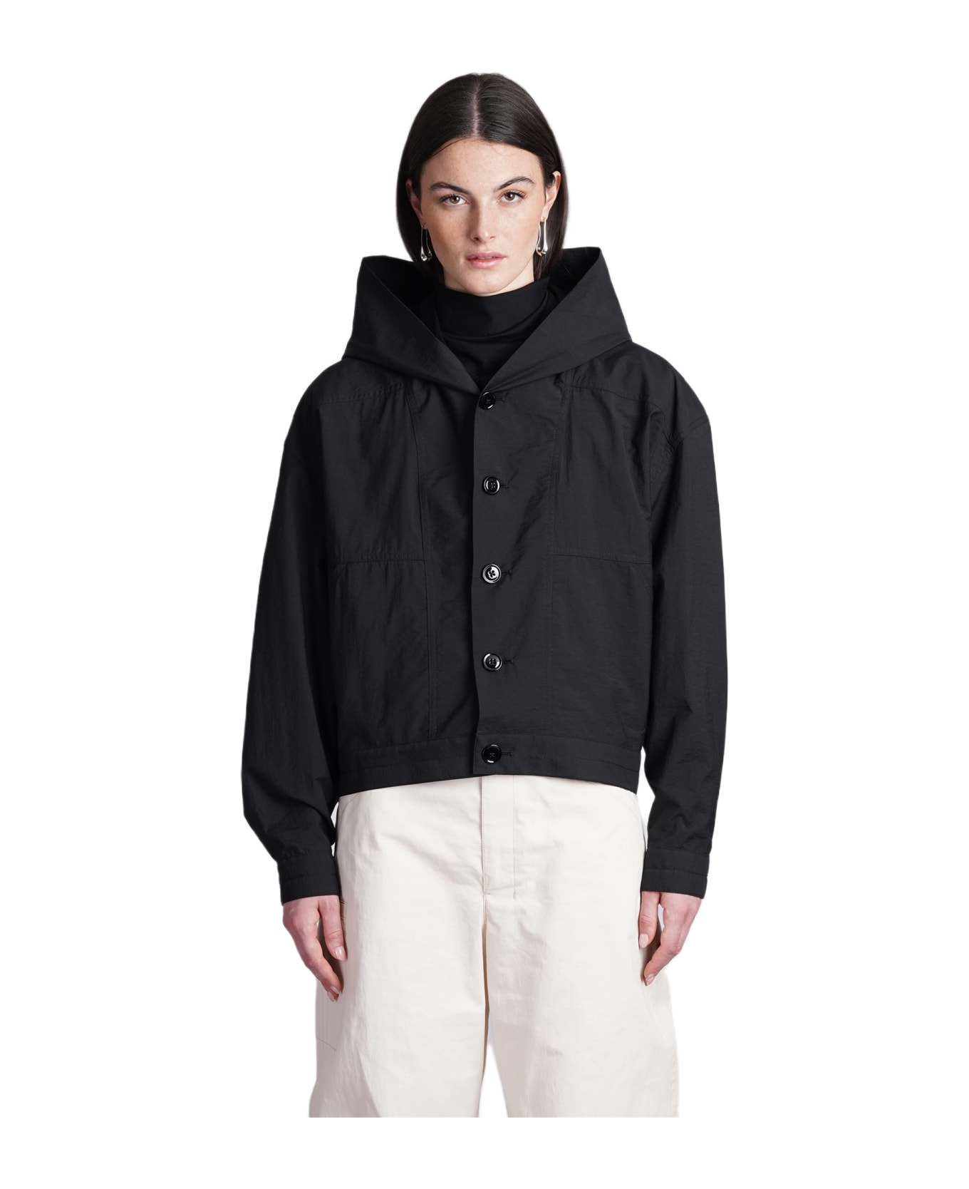 Lemaire Casual Jacket In Black Cotton - black