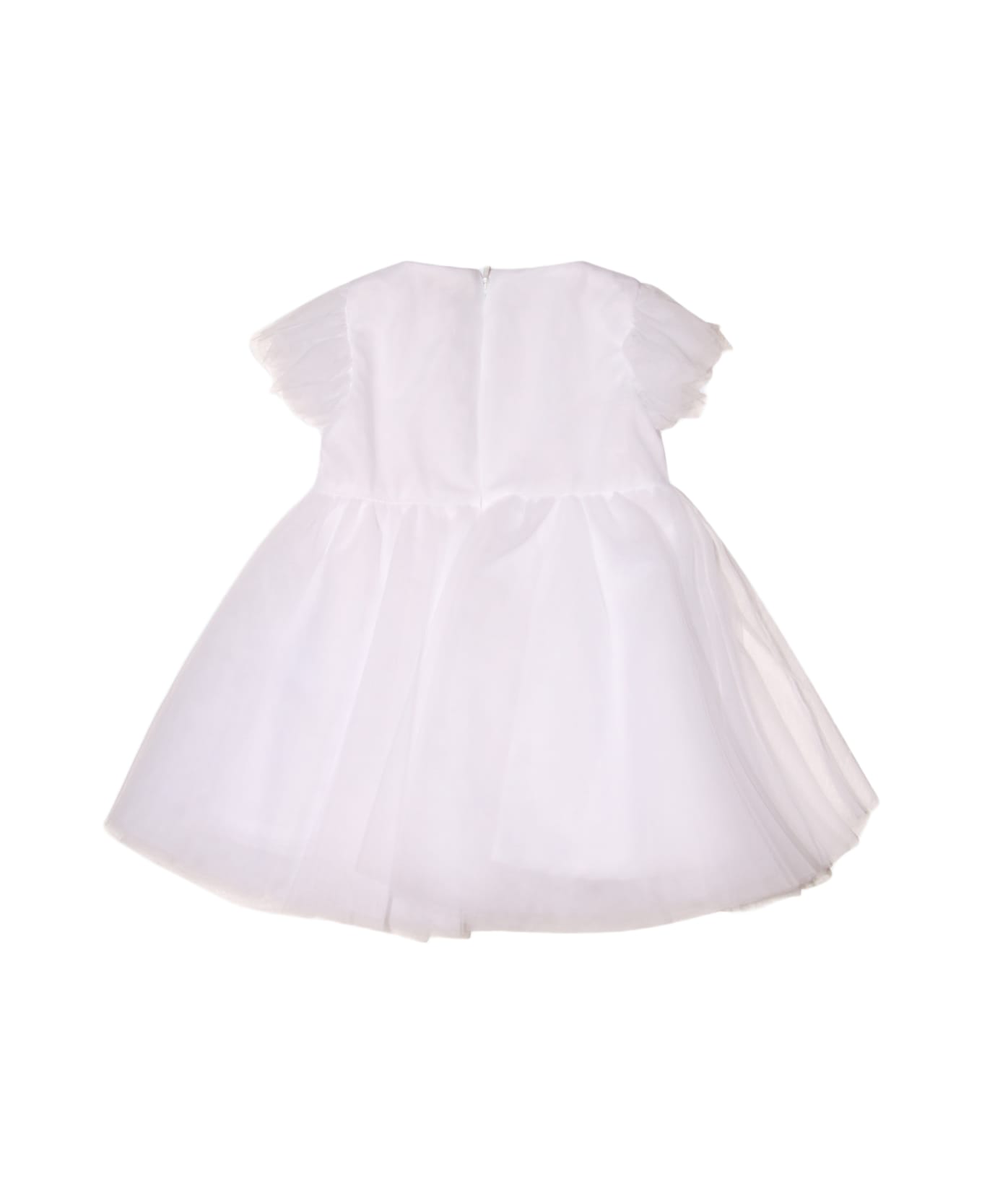 Monnalisa White Cotton Ruffles Dress - White