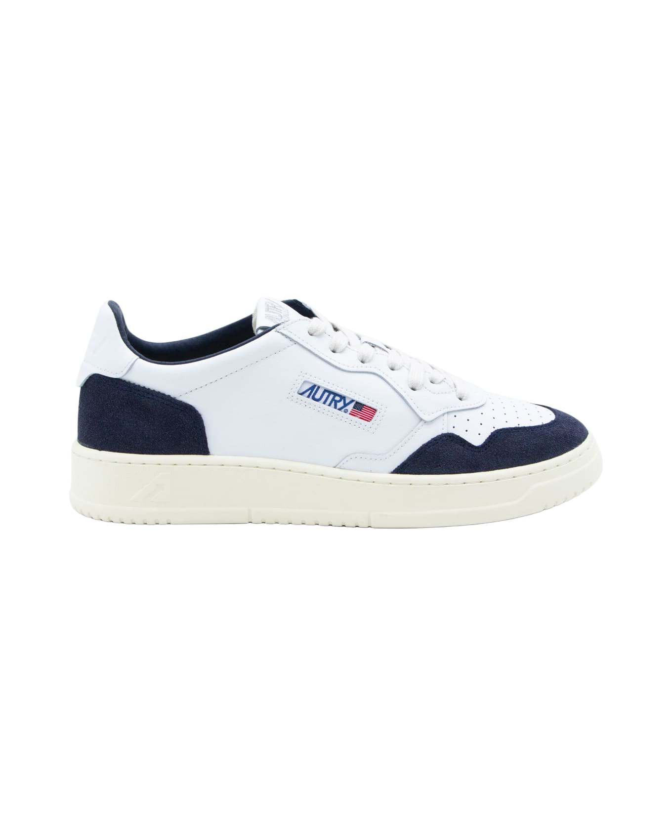 Autry White And Blue Leather Medalist Low Sneakers - WHT/OCEAN