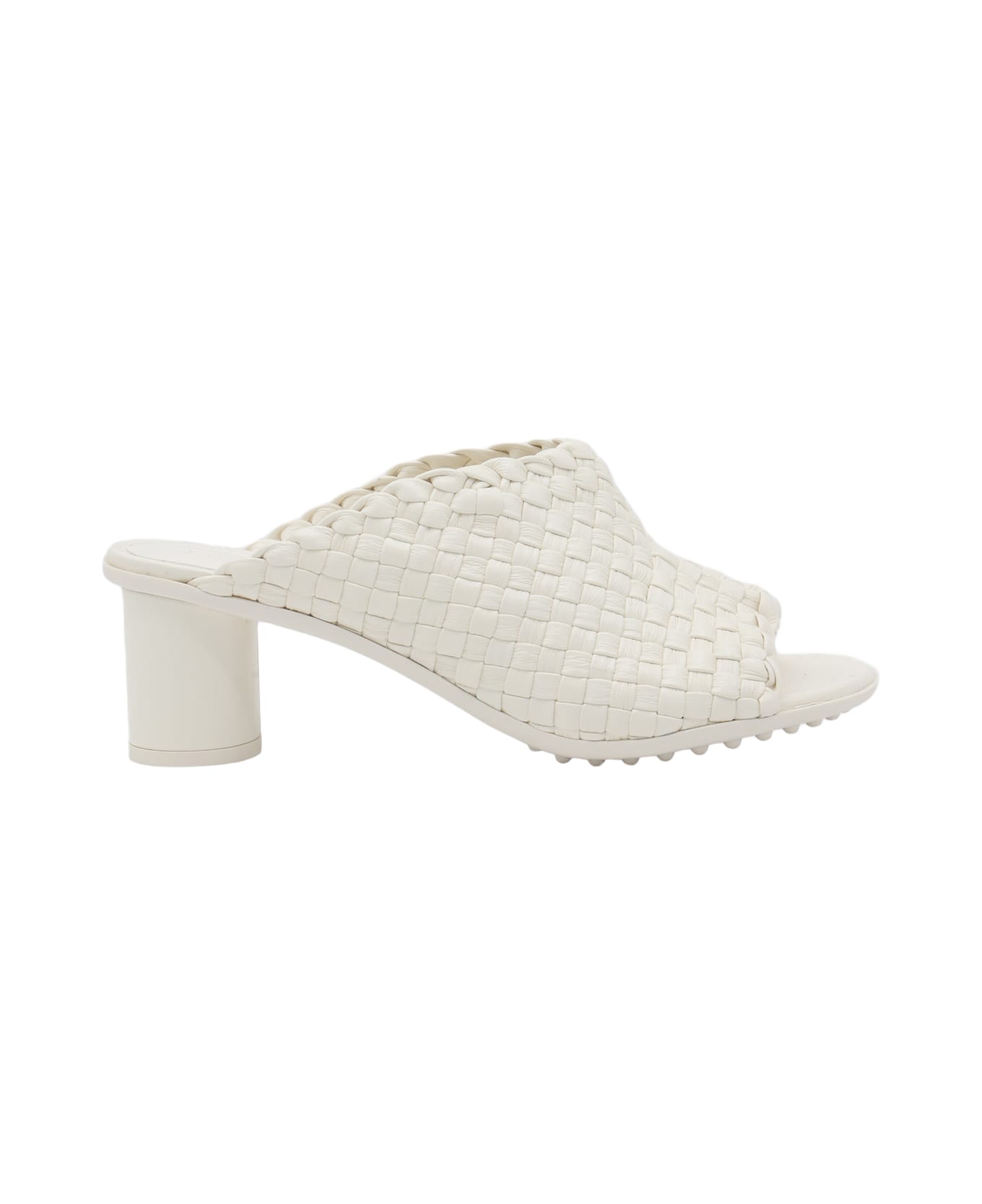 Bottega Veneta White Leather Atomic Mule Sandals - White