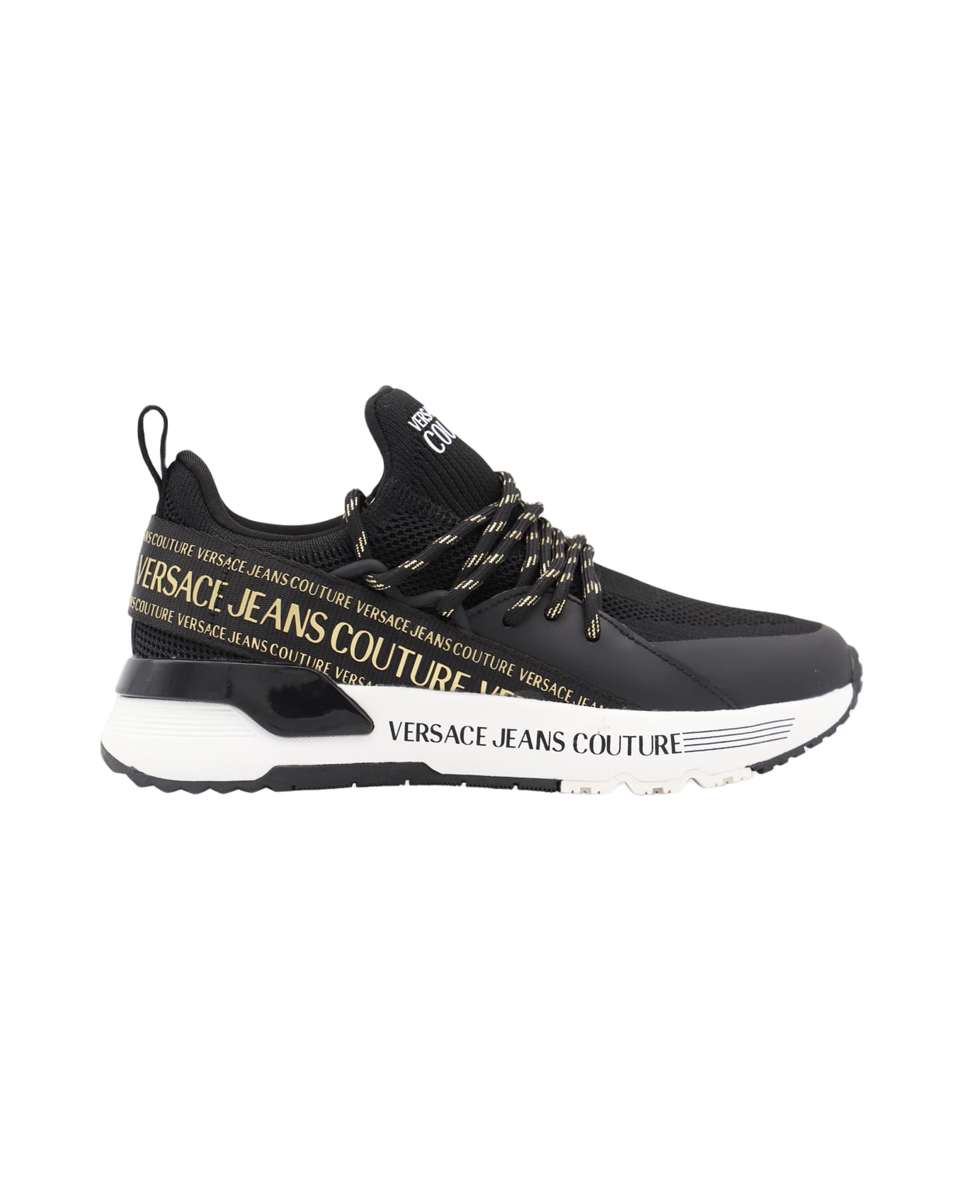 Versace Jeans Couture Black And Gold Sneakers - Black