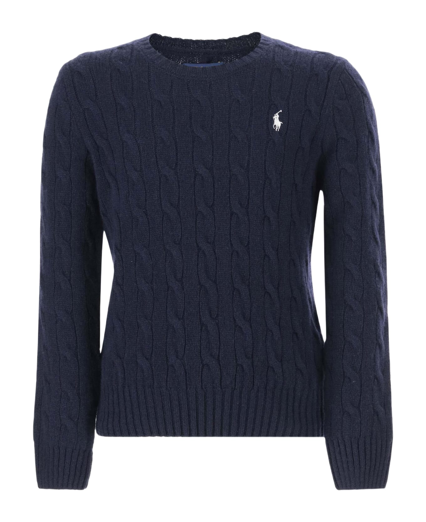 Ralph Lauren Wool And Cashmere Pullover With Logo - Blu