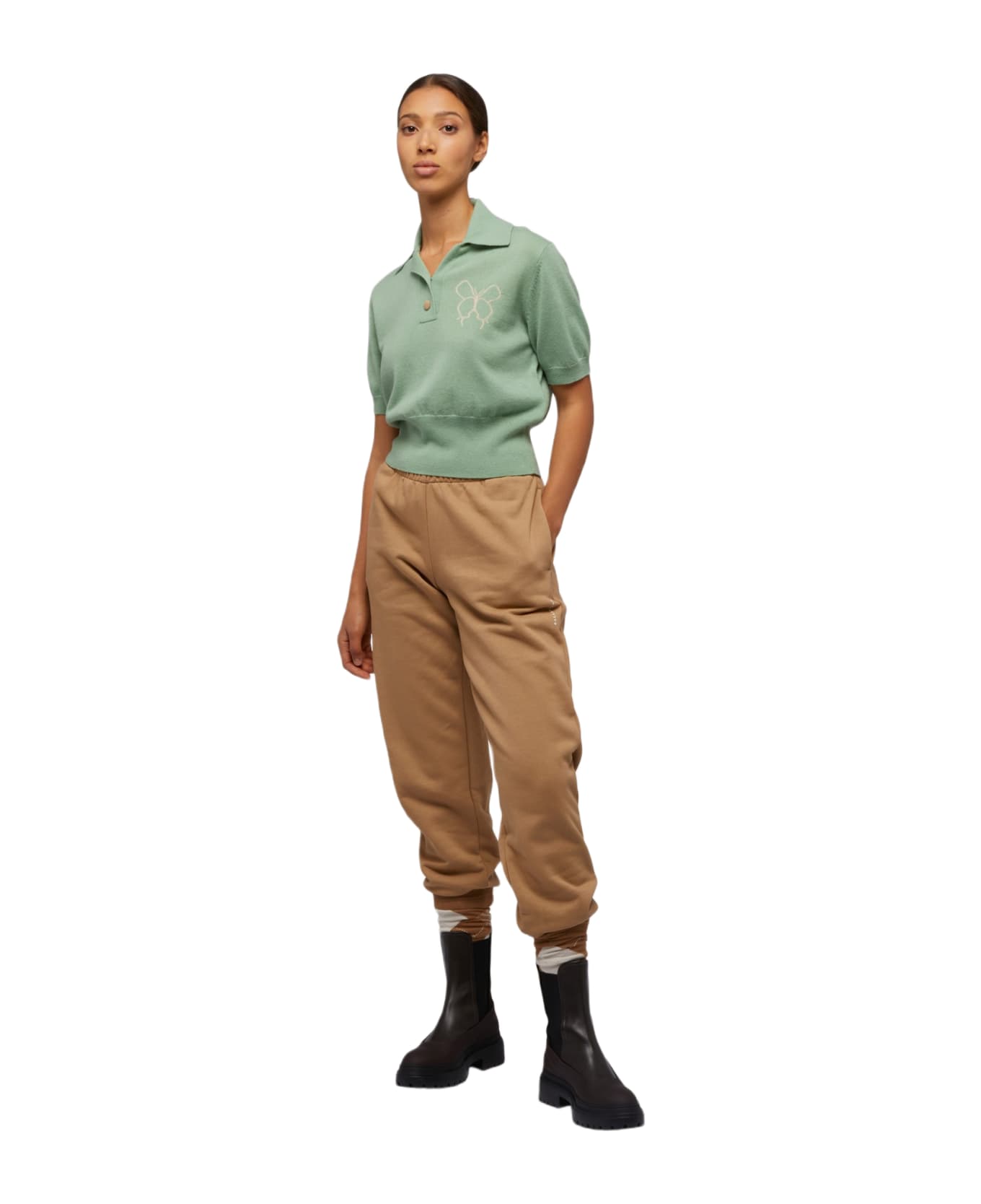 Ballantyne Lab Capsule - Butterfly Intarsia Polo Shirt - Green