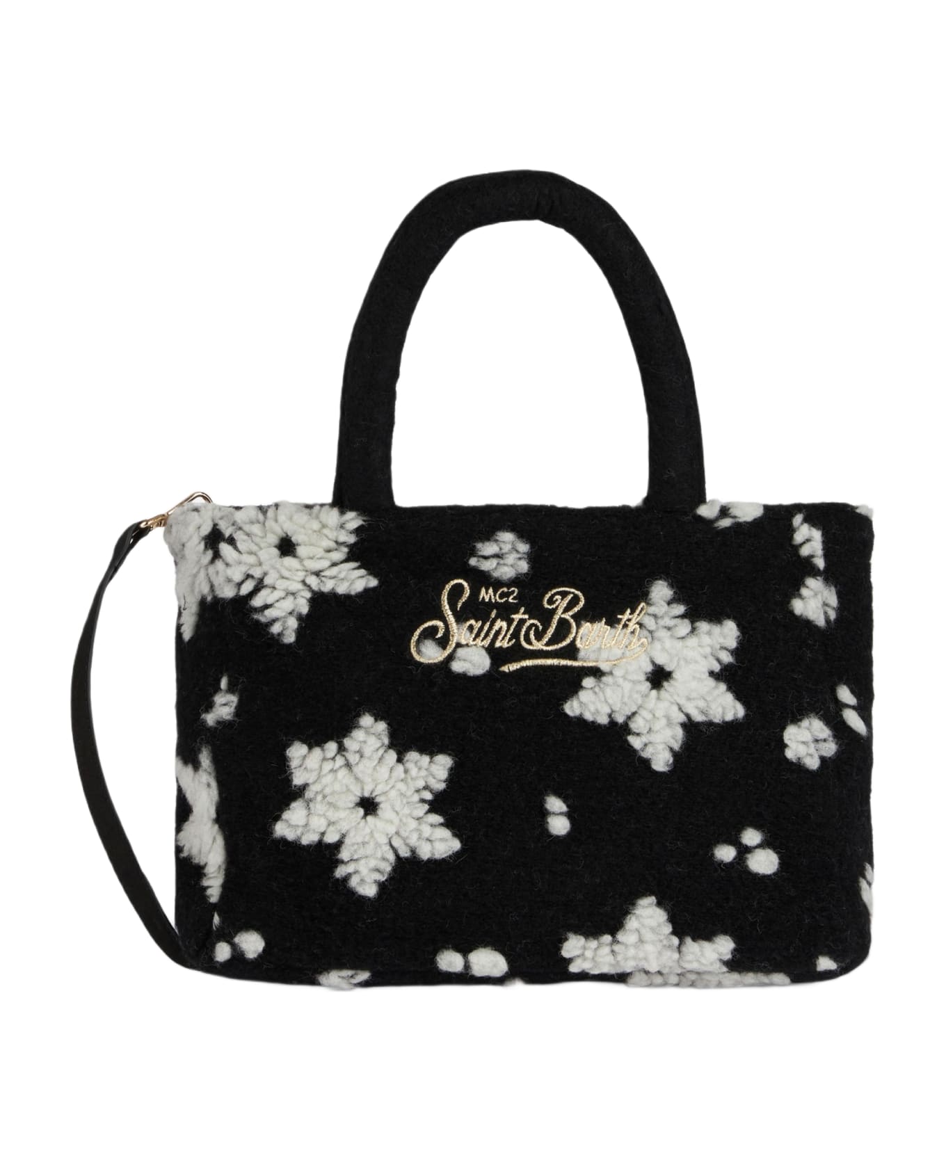 MC2 Saint Barth Soft Wooly Clarine Handbag With Snowflake Jacquard Pattern - BLACK