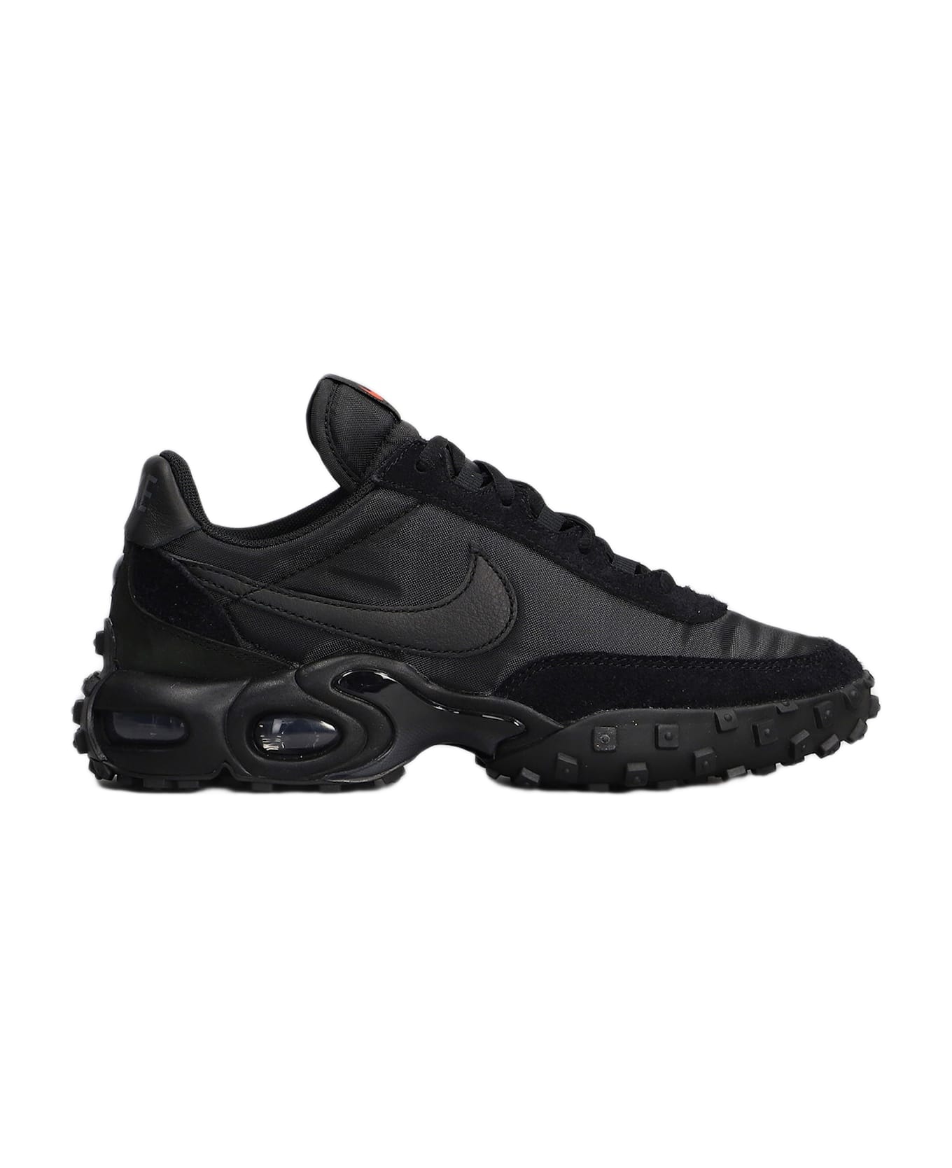 Nike Air Max Waffle Sneakers In Black Suede And Fabric - black
