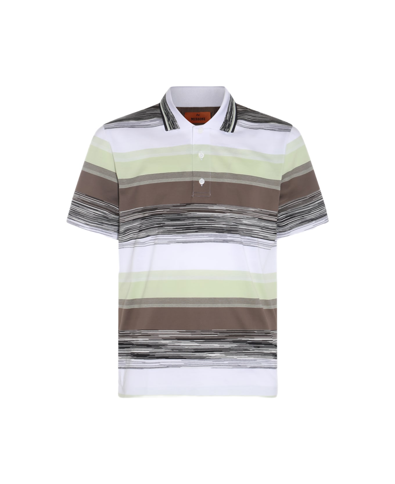 Missoni White Cotton Polo Shirt - DARK GREEN TONES ポロシャツ