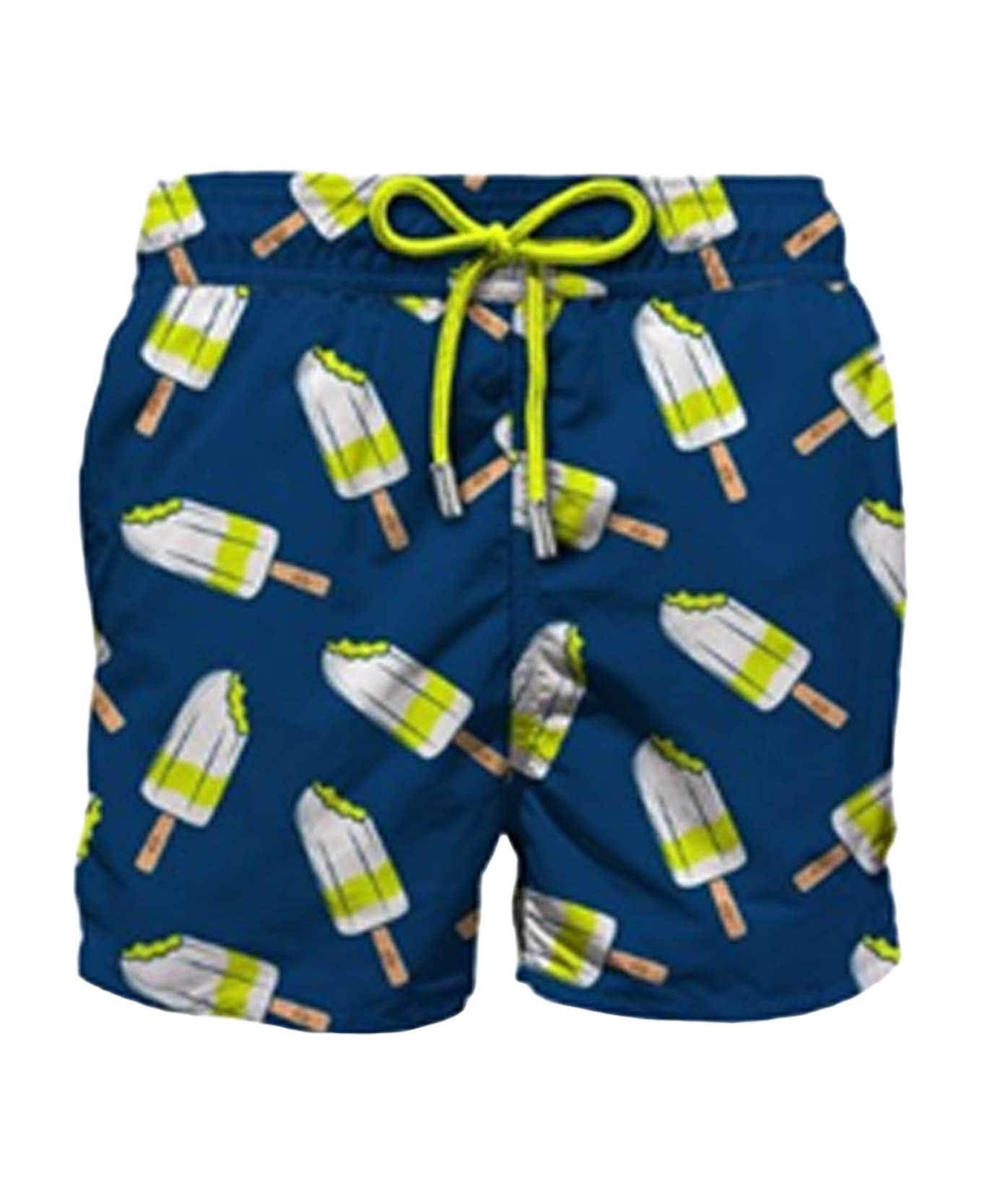MC2 Saint Barth Man Mid-length Gustavia Swim-shorts With Lemonissimo Print | Algida Special Edition - BLUE