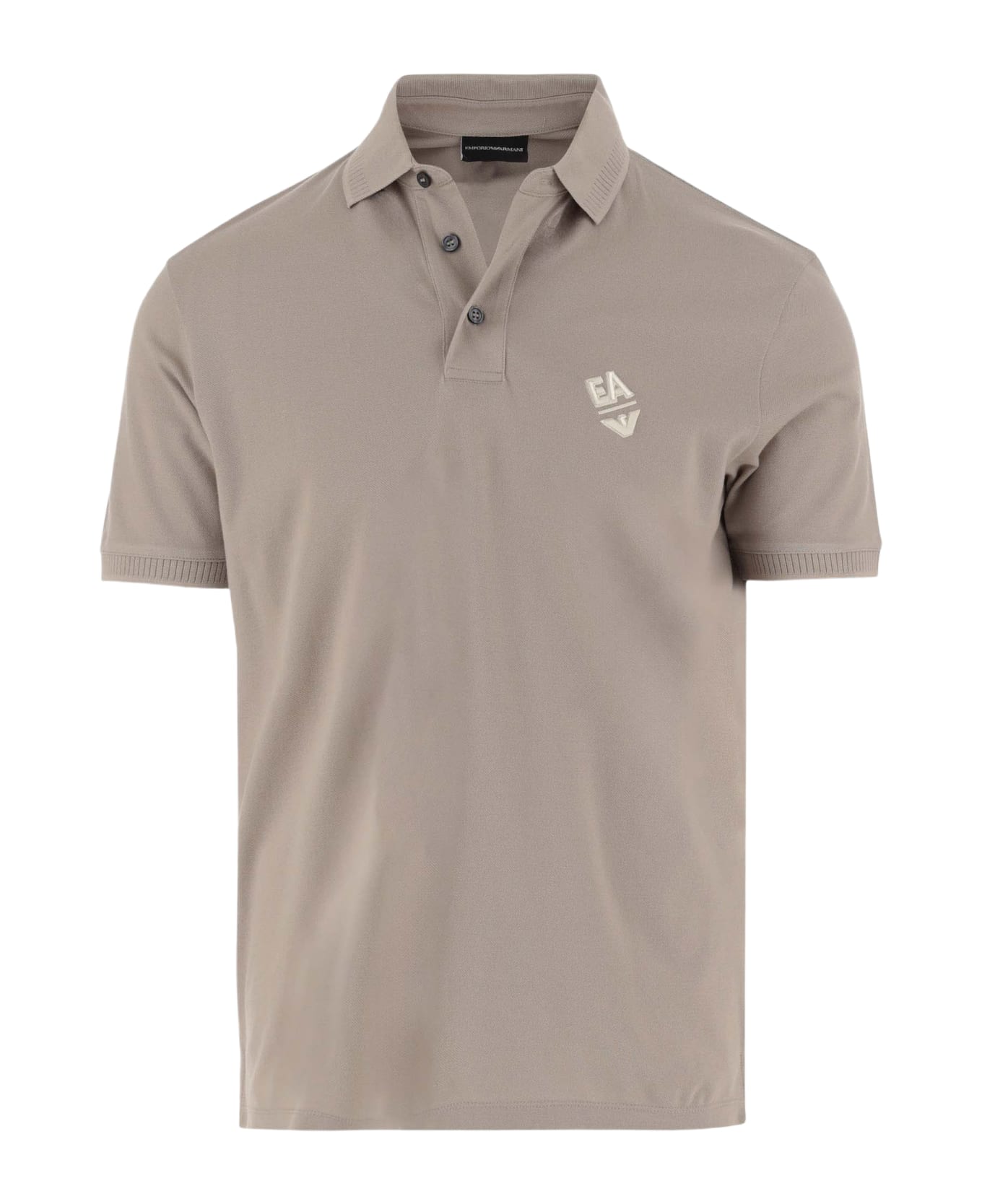 Emporio Armani Cotton Polo Shirt With Logo - Beige