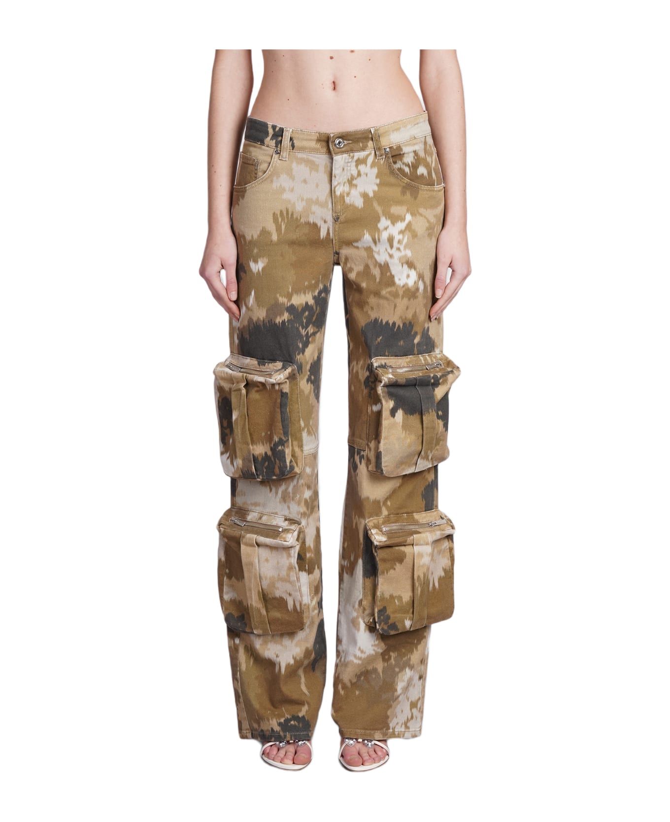 Blumarine Pants In Camouflage Cotton - BROWN ボトムス