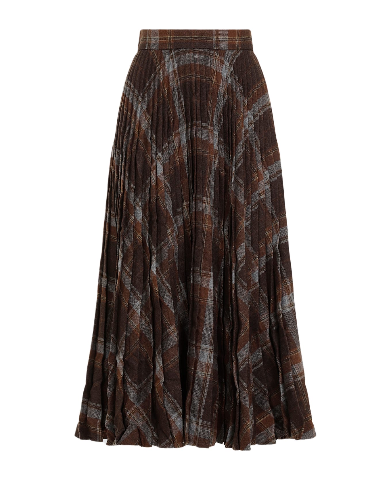 Balenciaga Pleated Skirt With Ruffled Effect - Brown