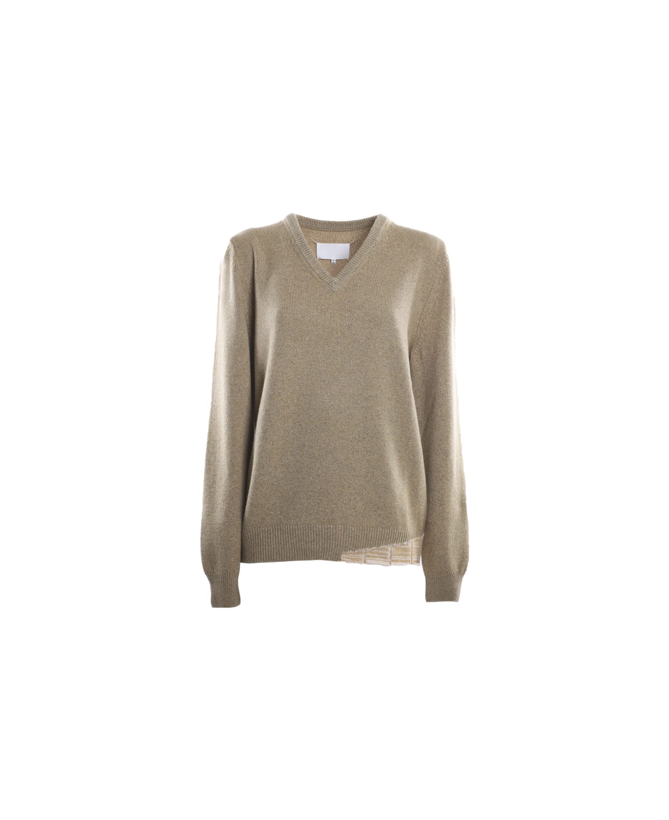 Maison Margiela Wool And Cashmere Sweater With Contrasting Insert - Beige