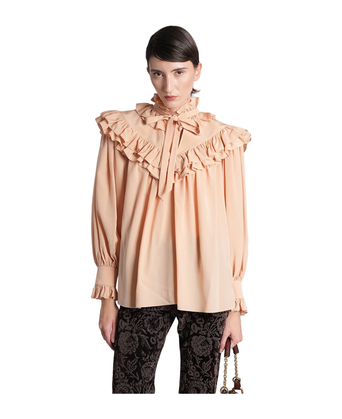 Chloé Blouse In Rose-pink Silk - rose-pink