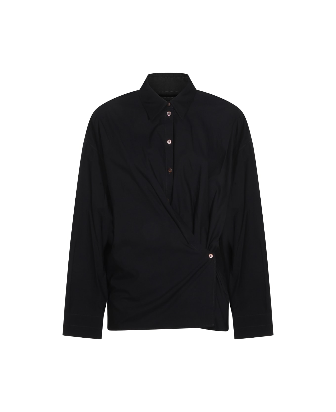 Lemaire Black Silk Shirt - SQUID INK