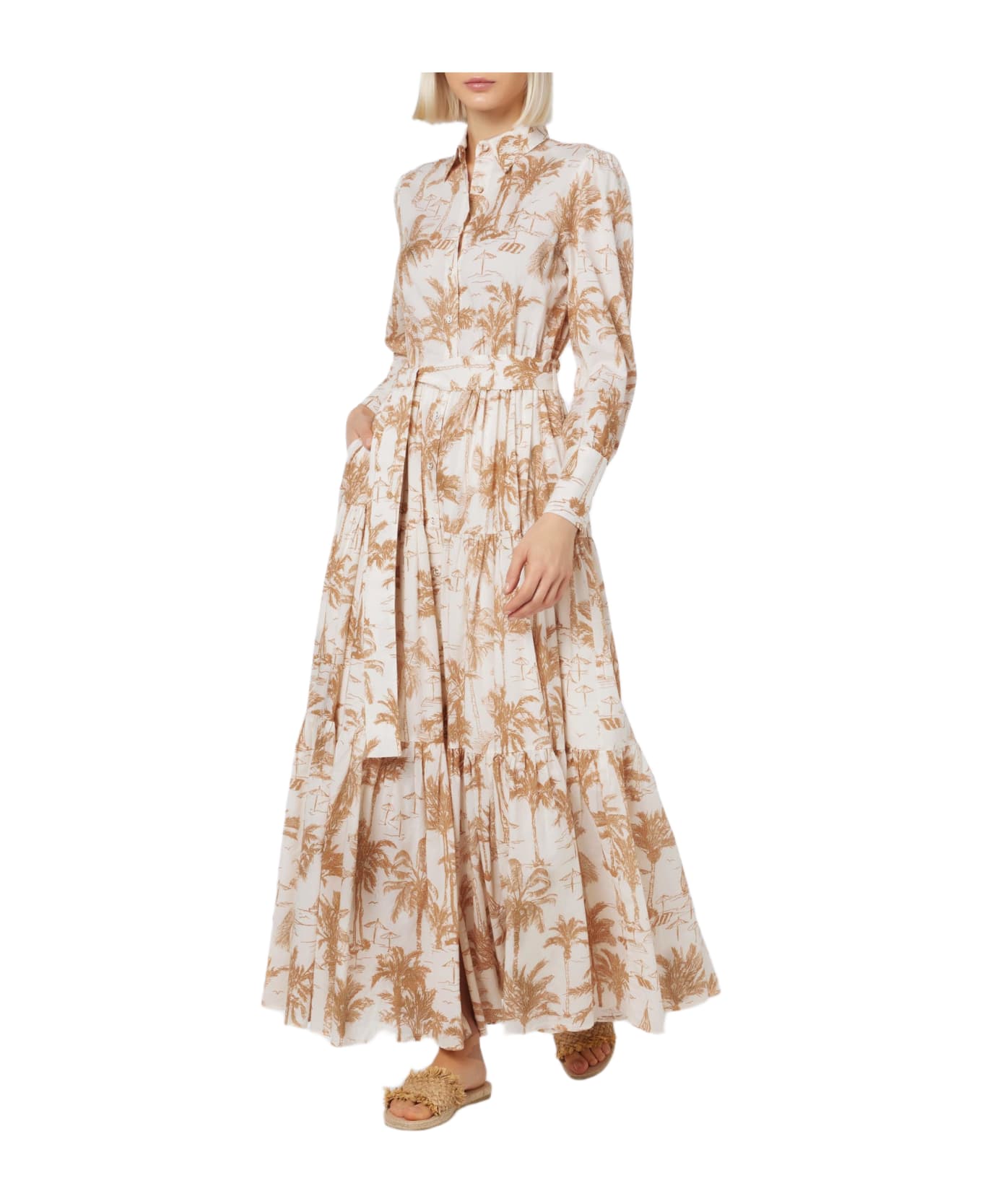 MC2 Saint Barth Woman Toile De Jouy Cotton Dress Jensen - WHITE