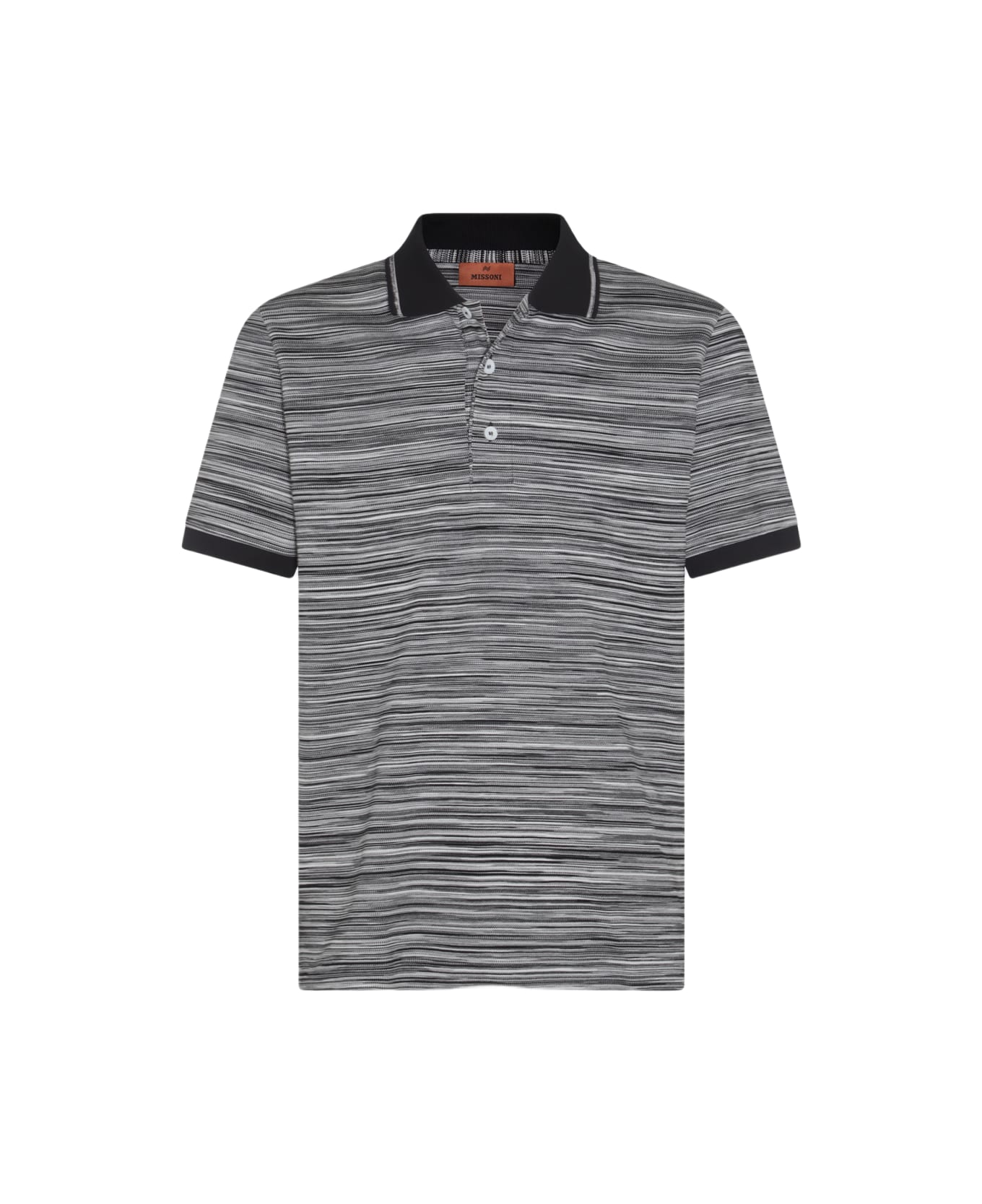 Missoni Black Cotton Polo Shirt - SPAC E DYED BLACK WHTE ポロシャツ