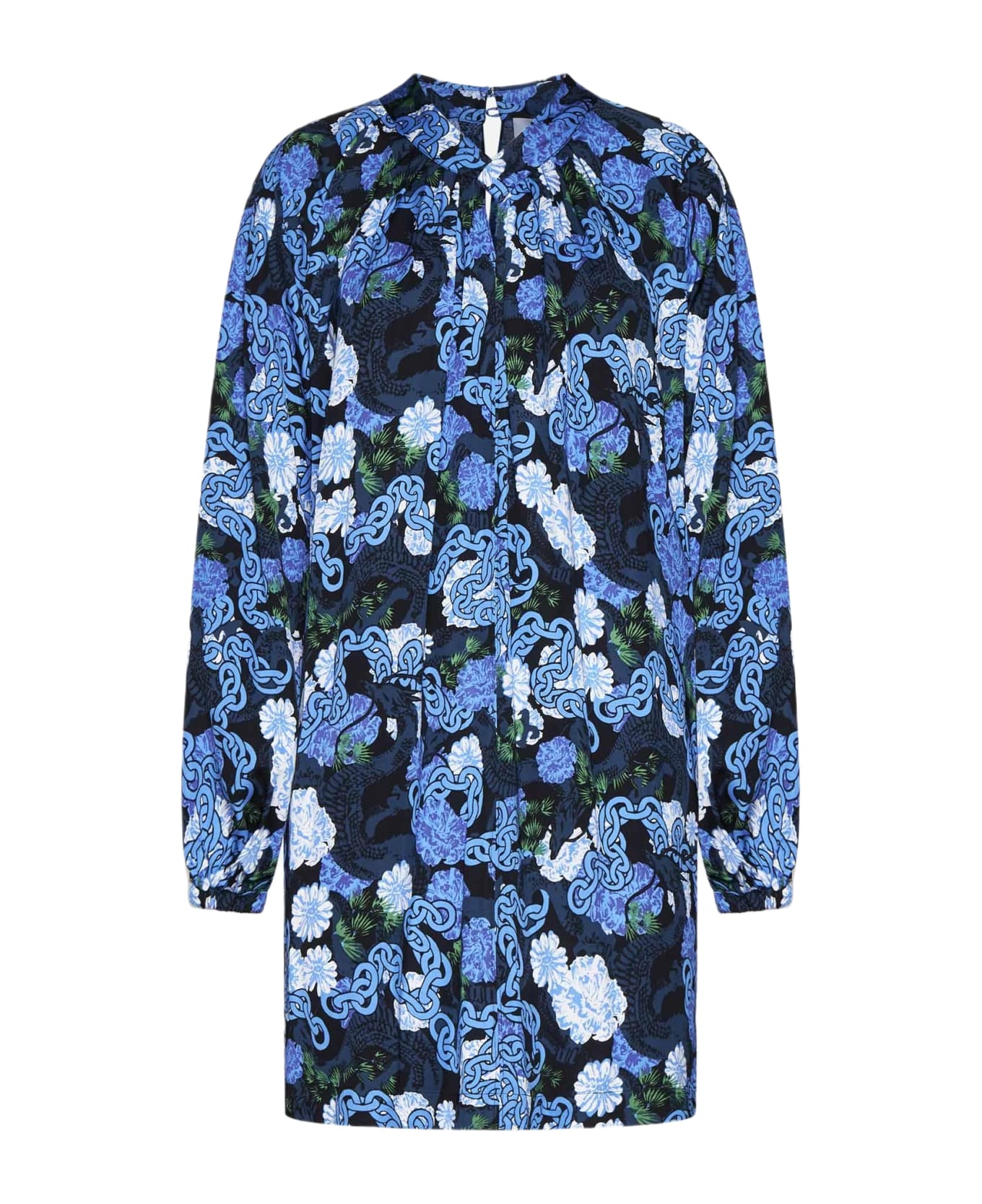 Diane Von Furstenberg Silka Print Viscose Dress - BLUE/BLACK ワンピース＆ドレス