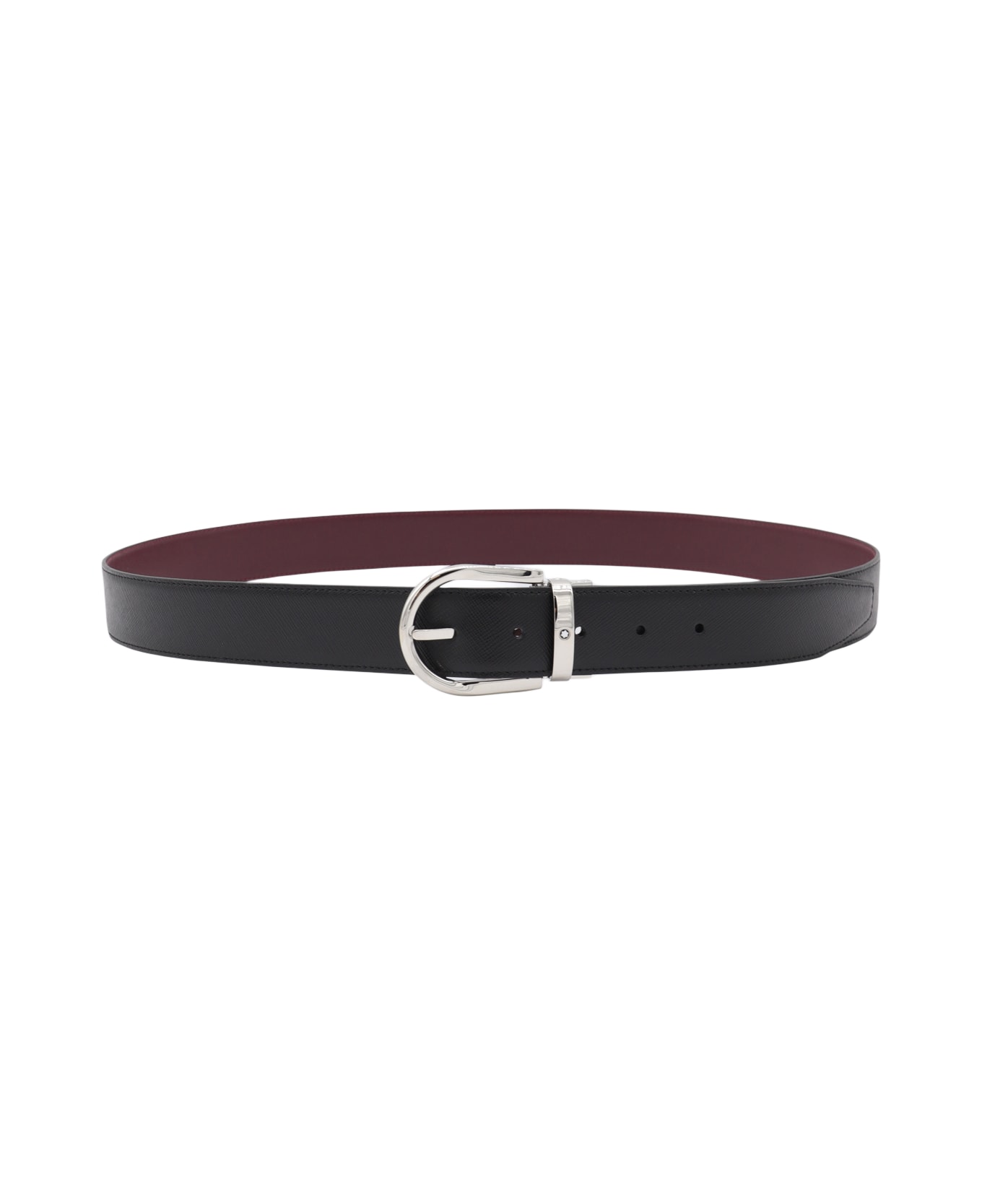 Montblanc Black Leather Belt - BLACK/CASSIS