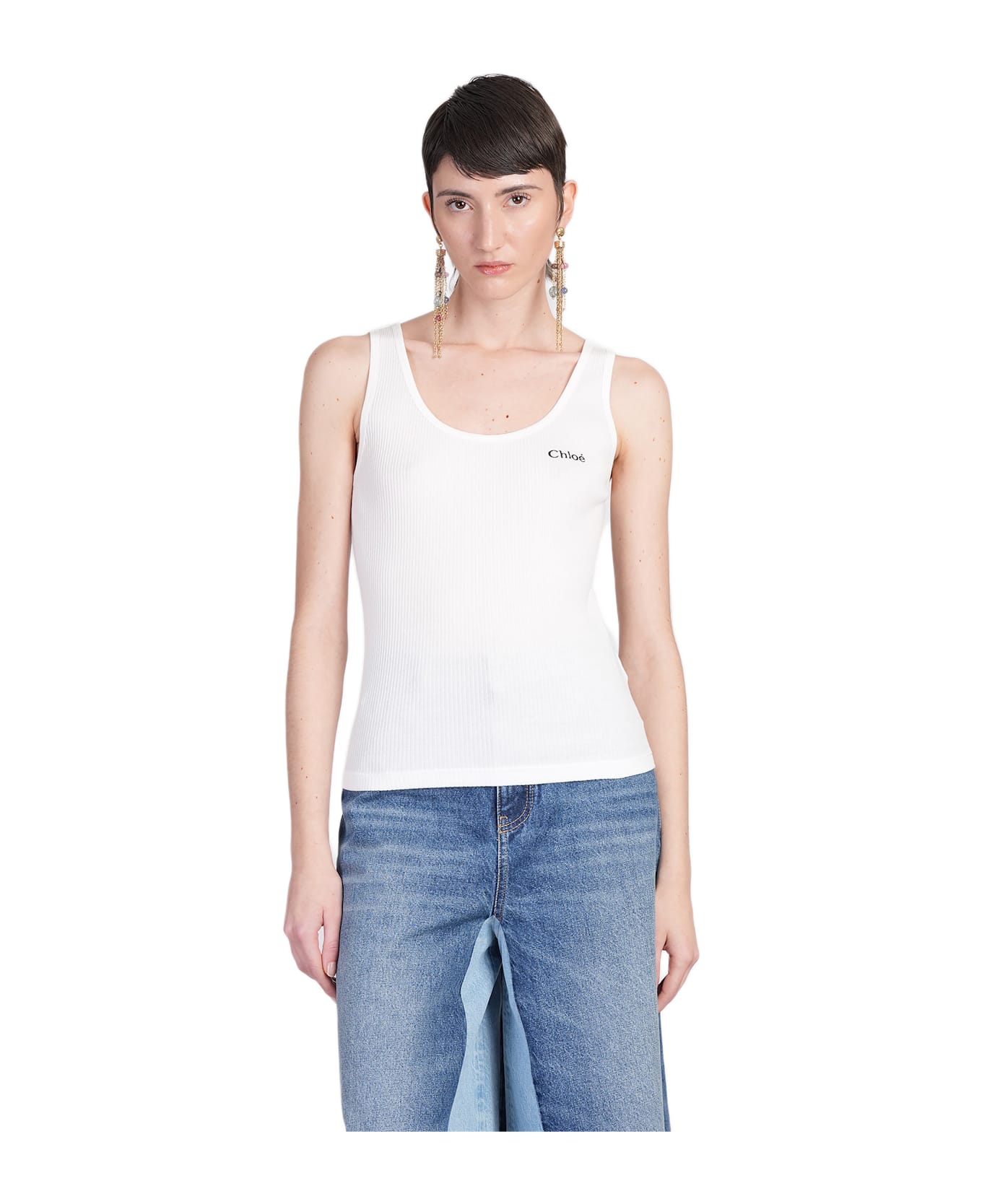 Chloé Tank Top In White Cotton - white