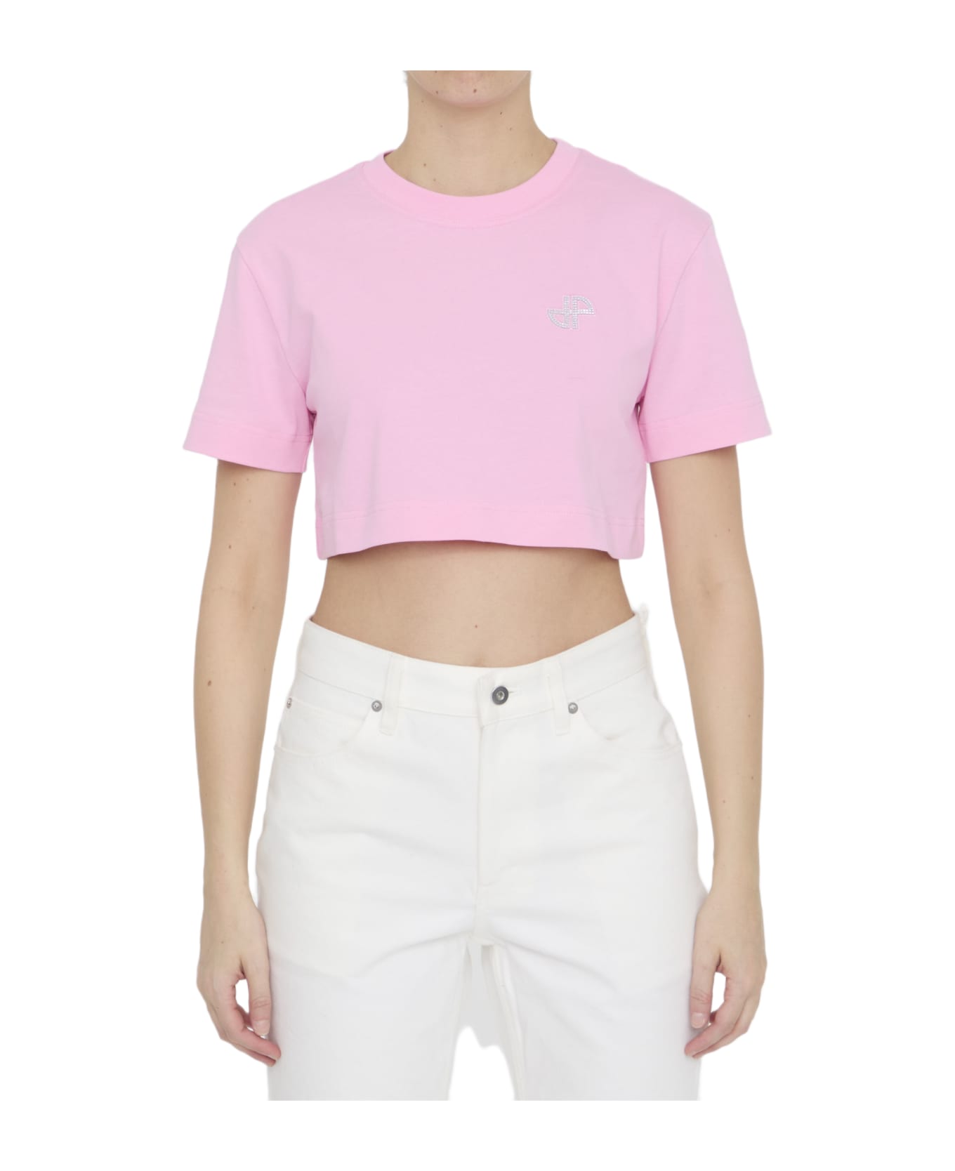 Patou Cropped T-shirt - P Pink Tシャツ