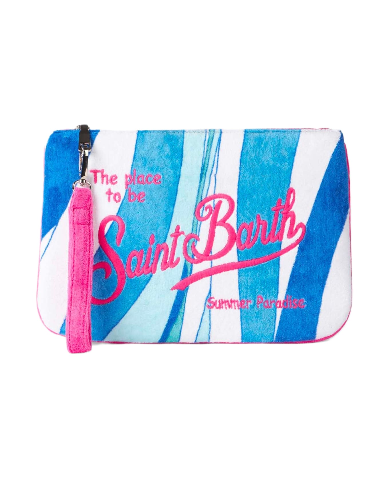 MC2 Saint Barth Parisienne Terry Pouch Bag With Wave Print - BLUE