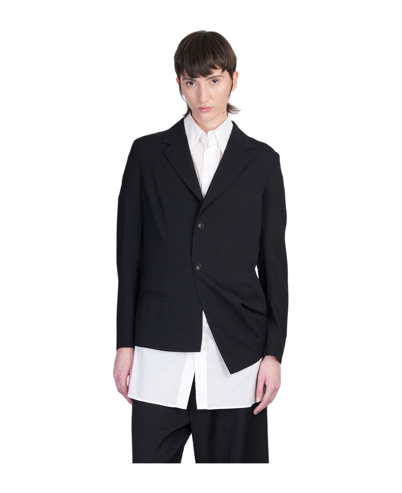 Yohji Yamamoto Blazer In Black Wool - black