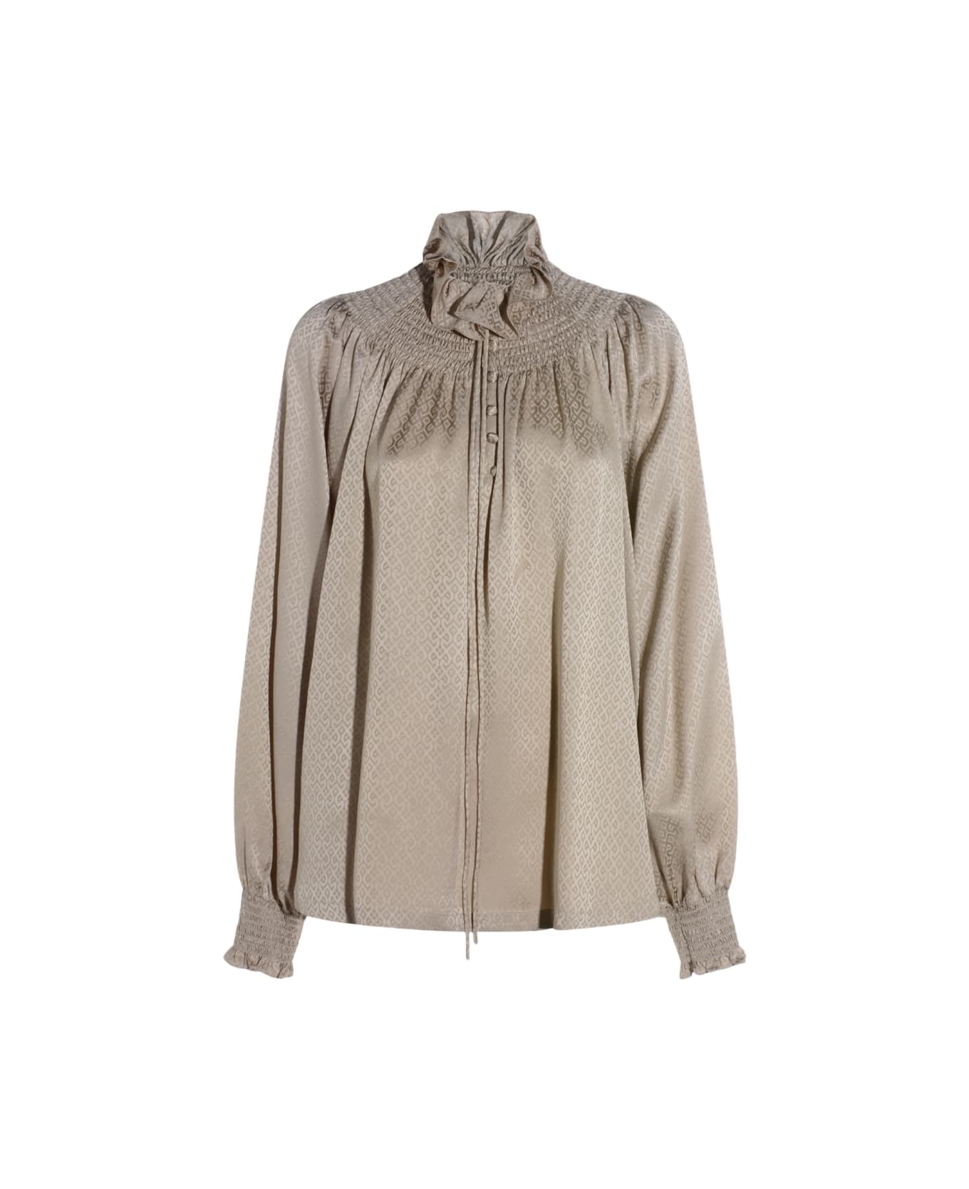 Burberry Beige Silk Shirt - TAUPE BEIGE IP PATT