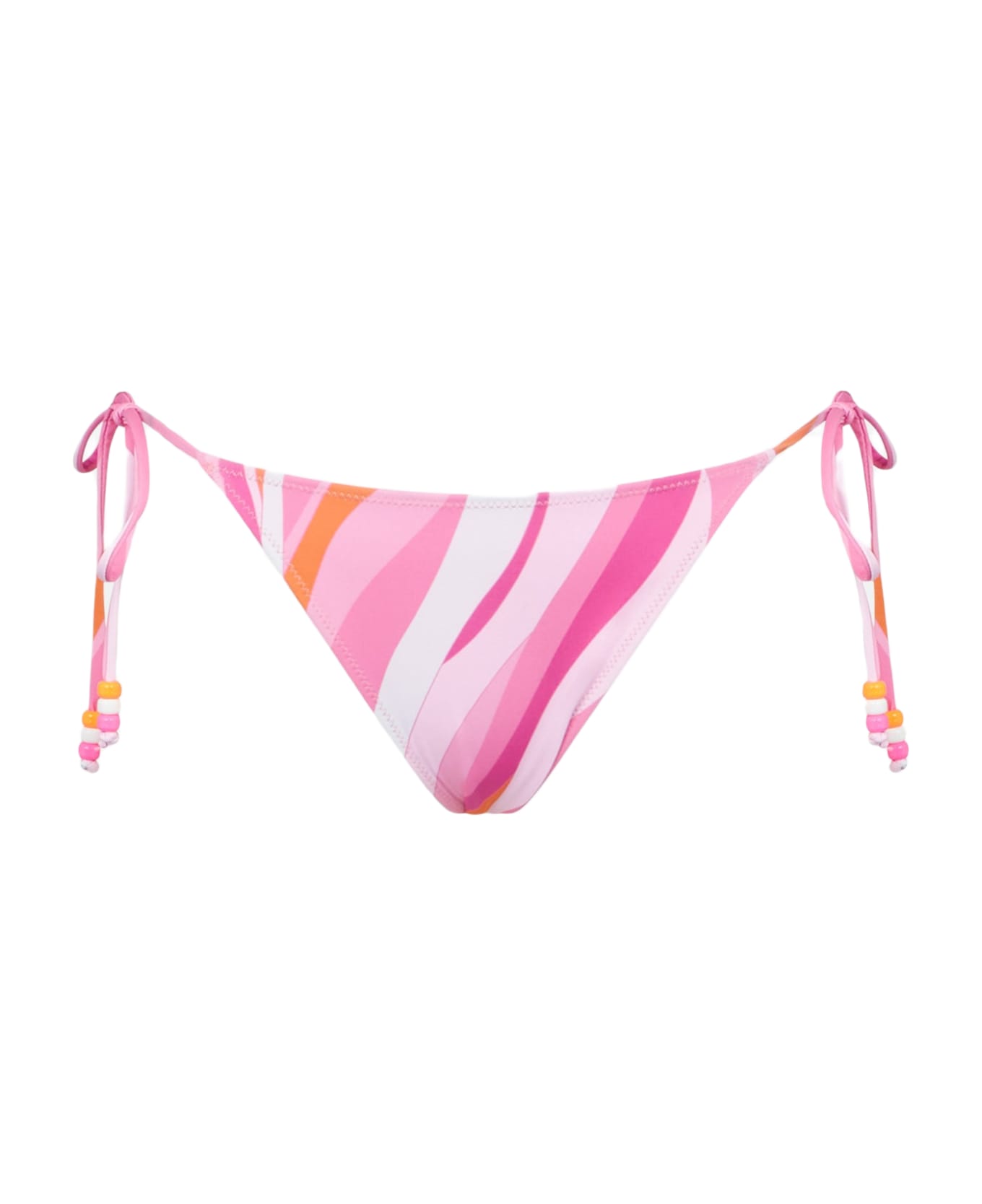MC2 Saint Barth Woman Shape Wave Print Swim Briefs With Side Laces And Charms - PINK