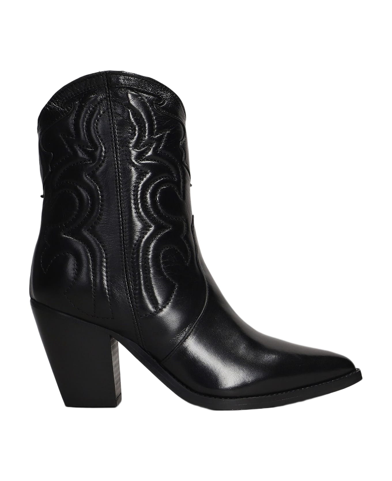 Julie Dee Texan Ankle Boots In Black Leather - black ブーツ